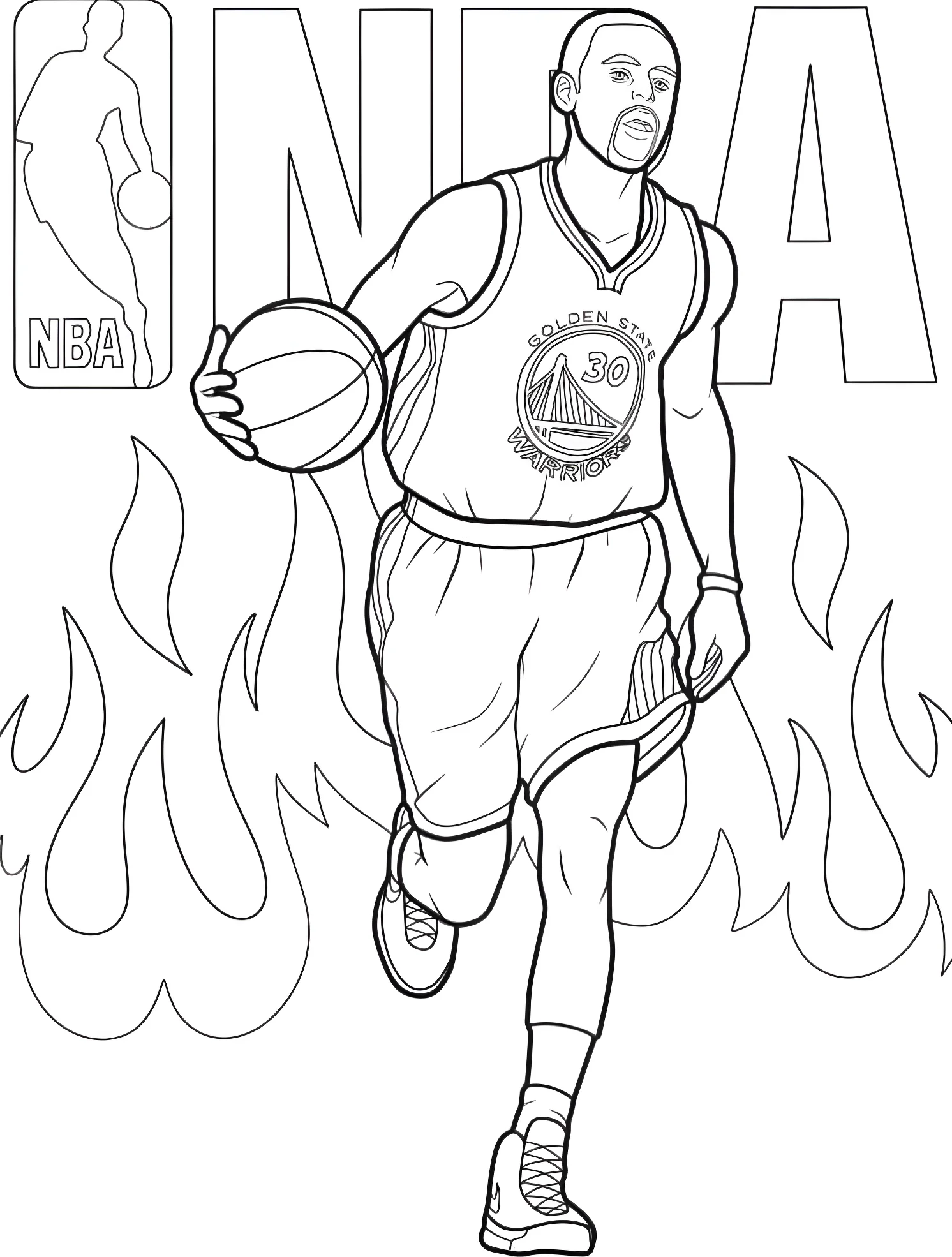 Стивен Карри в форме NBA №7477. Раскраски для мальчиков по категориям. Стефен Карри (Stephen Curry).