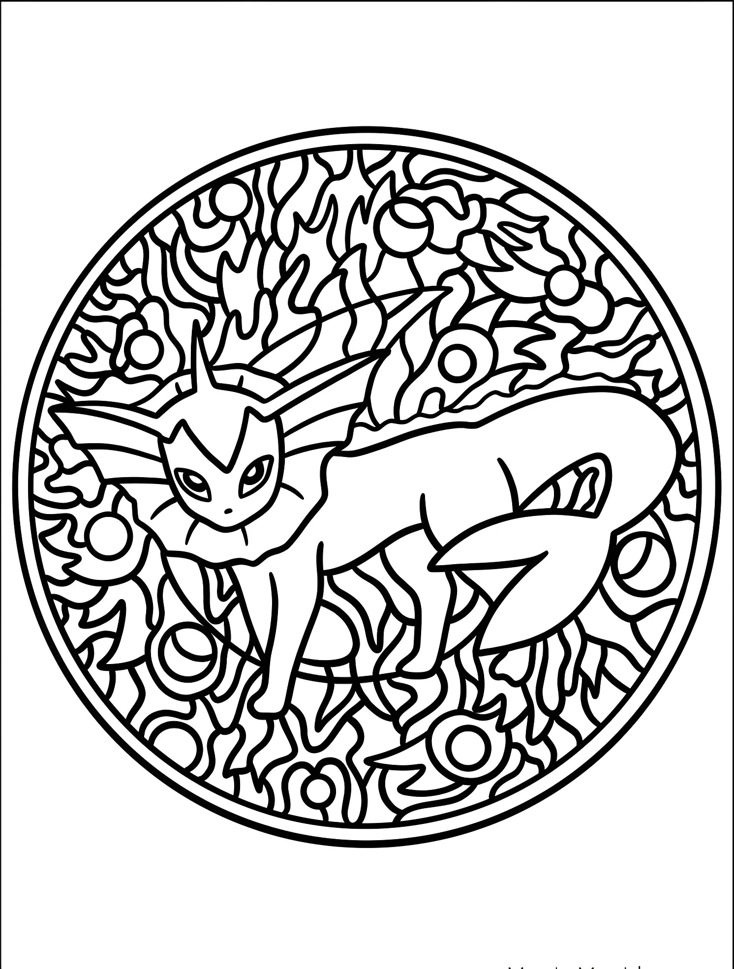 Забавный Vaporeon в стиле мандалы №7195. Раскраски для мальчиков по категориям. Покемоны (Pokémon).