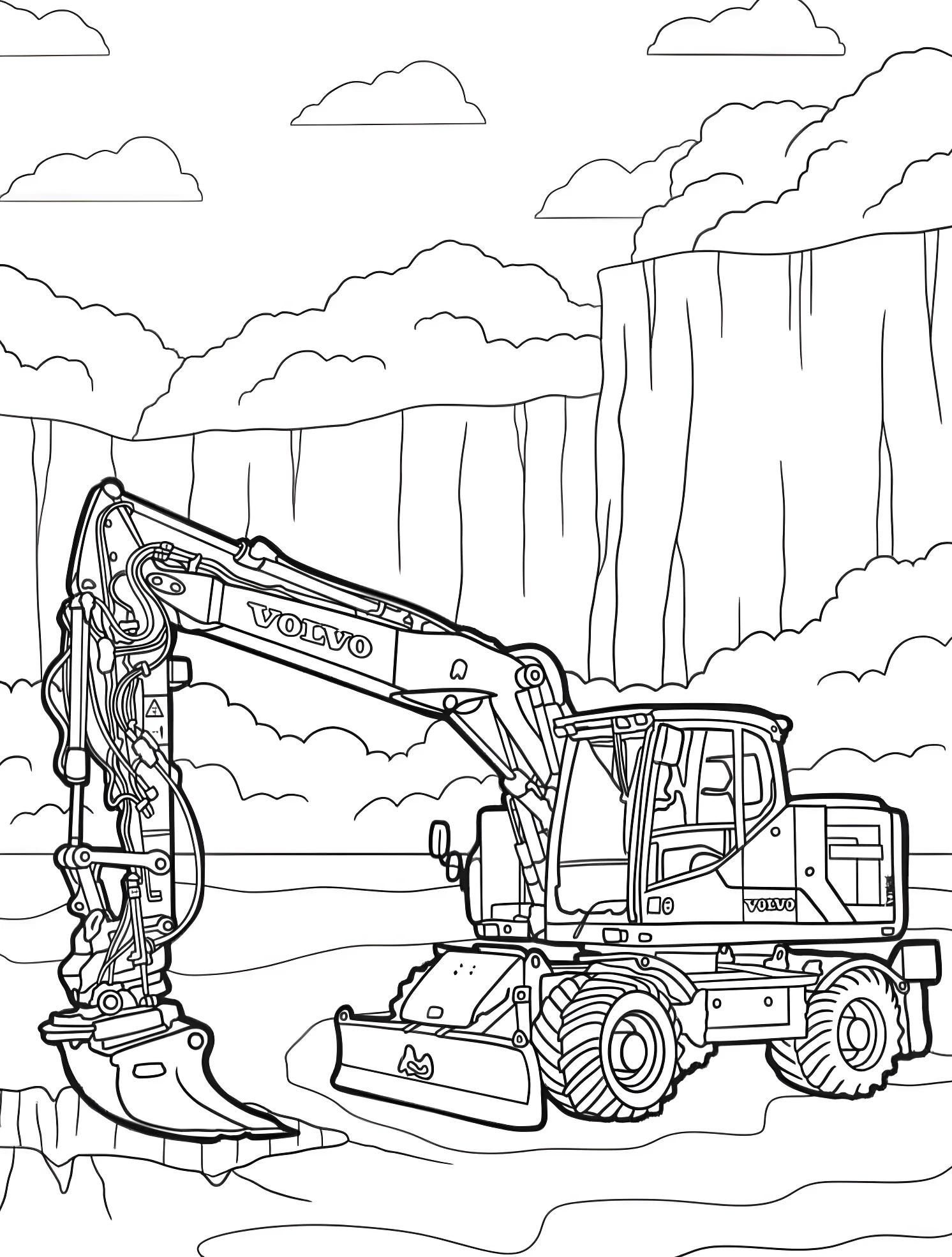 Экскаватор Volvo №5835. Раскраски для мальчиков по категориям. Экскаватор (Excavator).