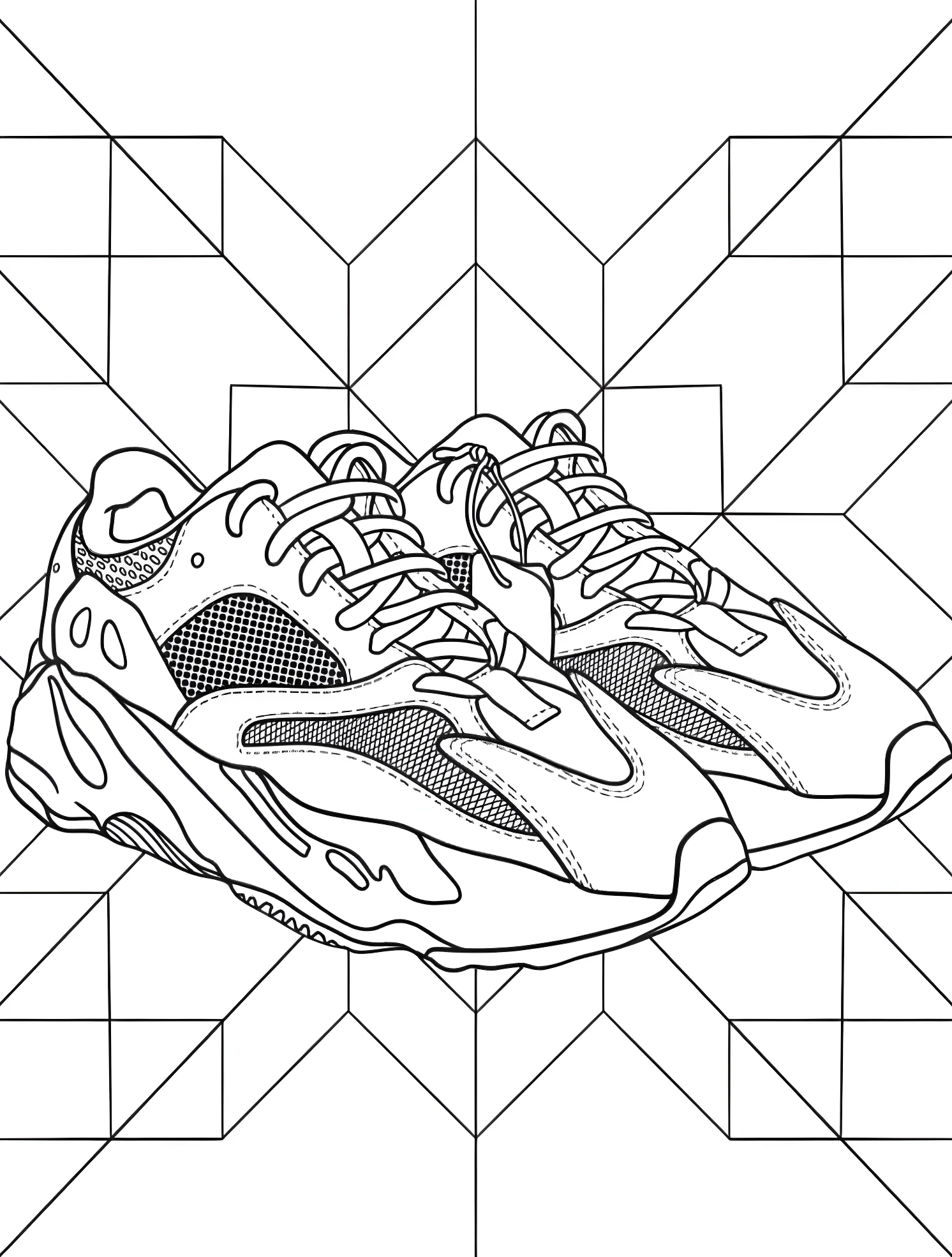 Крутые кроссовки Yeezy для творчества №7358. Раскраски для мальчиков по категориям. Обувь.