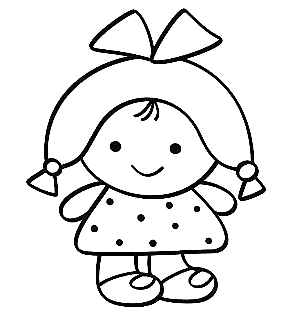 Раскраска для детей 2-3 лет. Девочка Раскраска для малышей №11340. Раскраски по возрастам и полу. Раскраски для малышей с толстым контуром.