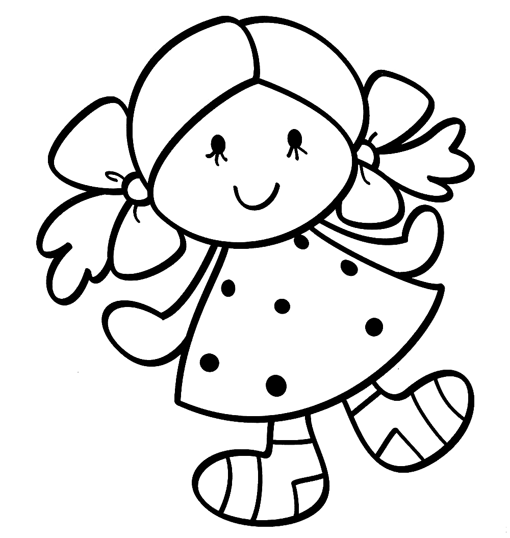 Раскраска для детей 2-3 лет. Девочка танцует №11343. Раскраски по возрастам и полу. Раскраски для малышей с толстым контуром.