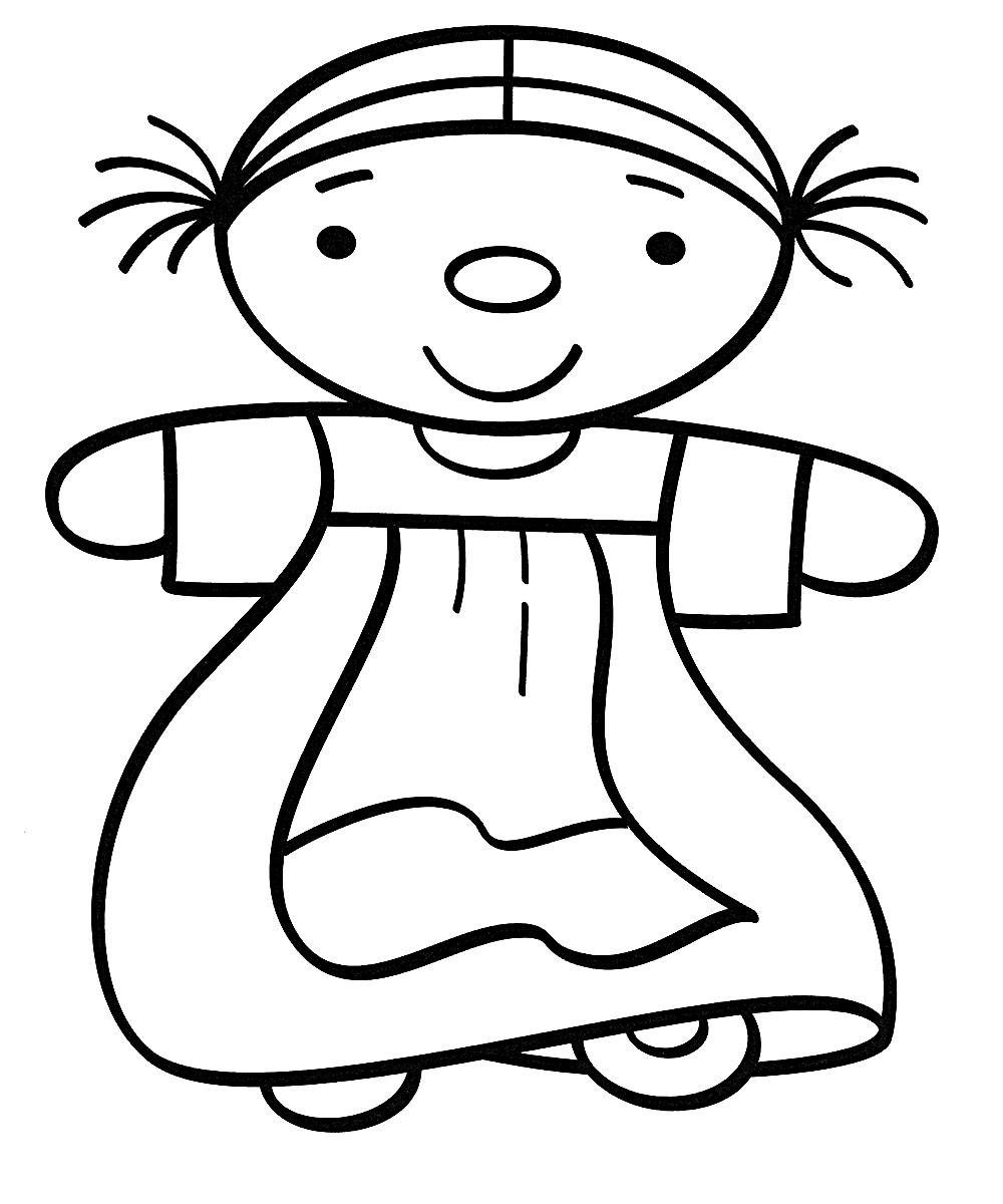 Раскраска для детей 2-3 лет. Девочка в народном платье №11339. Раскраски по возрастам и полу. Раскраски для малышей с толстым контуром.