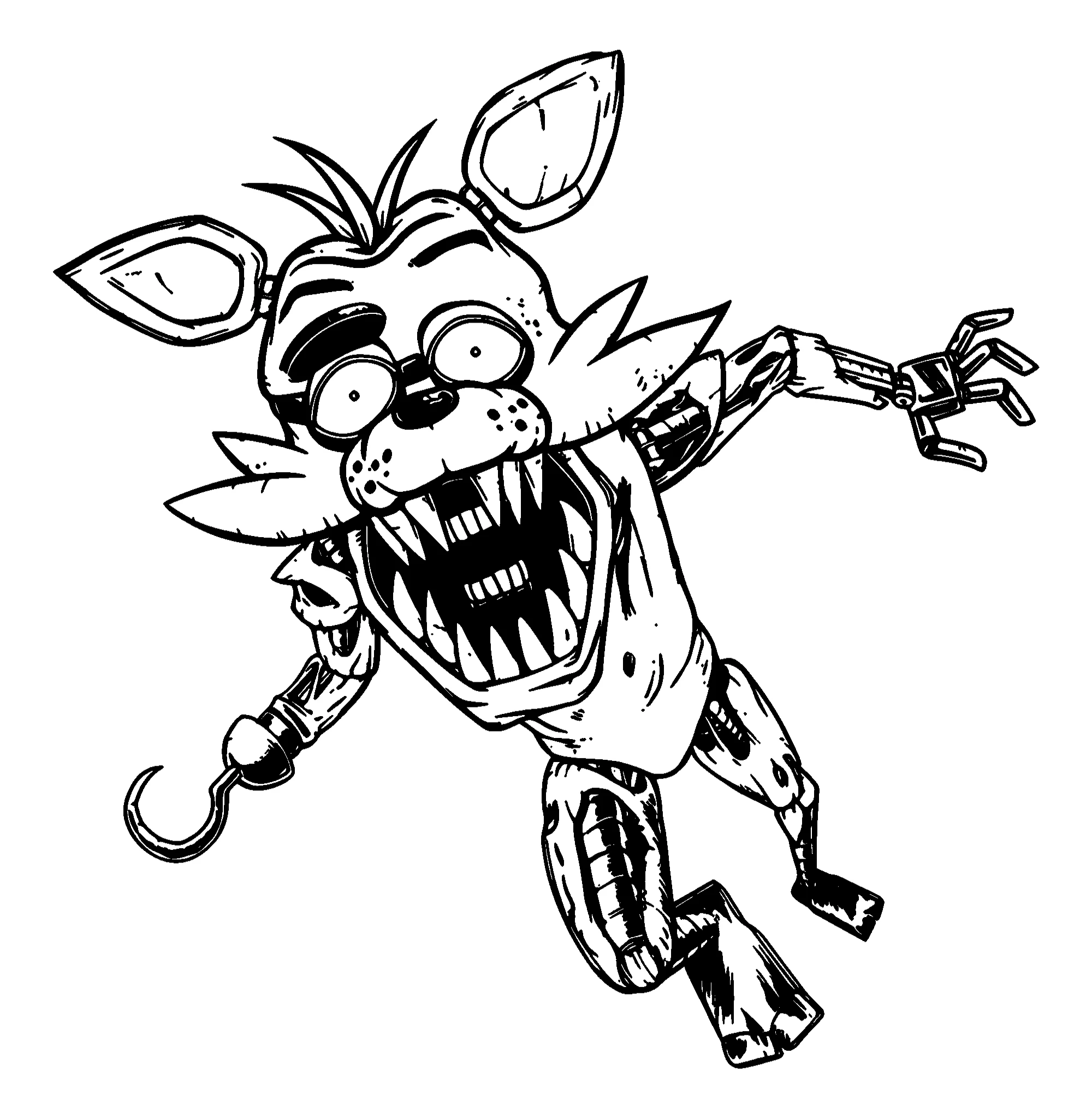 Фокси из Фнаф, раскраска аниматроников №10405. Популярные раскраски. ФНАФ FNAF (Five Nights at Freddy’s) и Аниматроники.