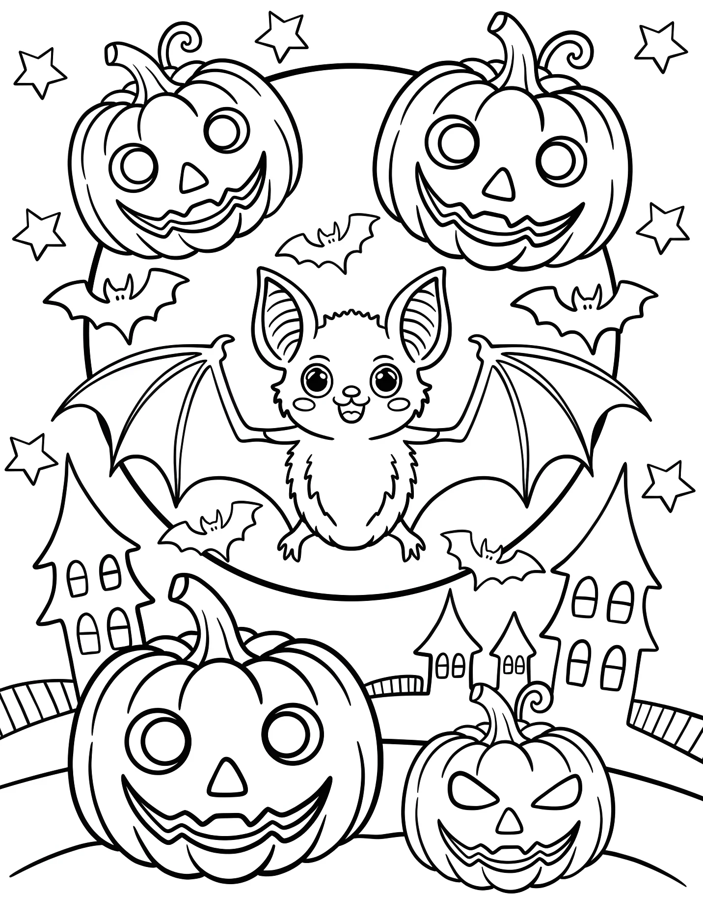 Милый летучий мышонок на фоне Хэллоуина №16558. Хэллоуин (Halloween). Летучие мыши.
