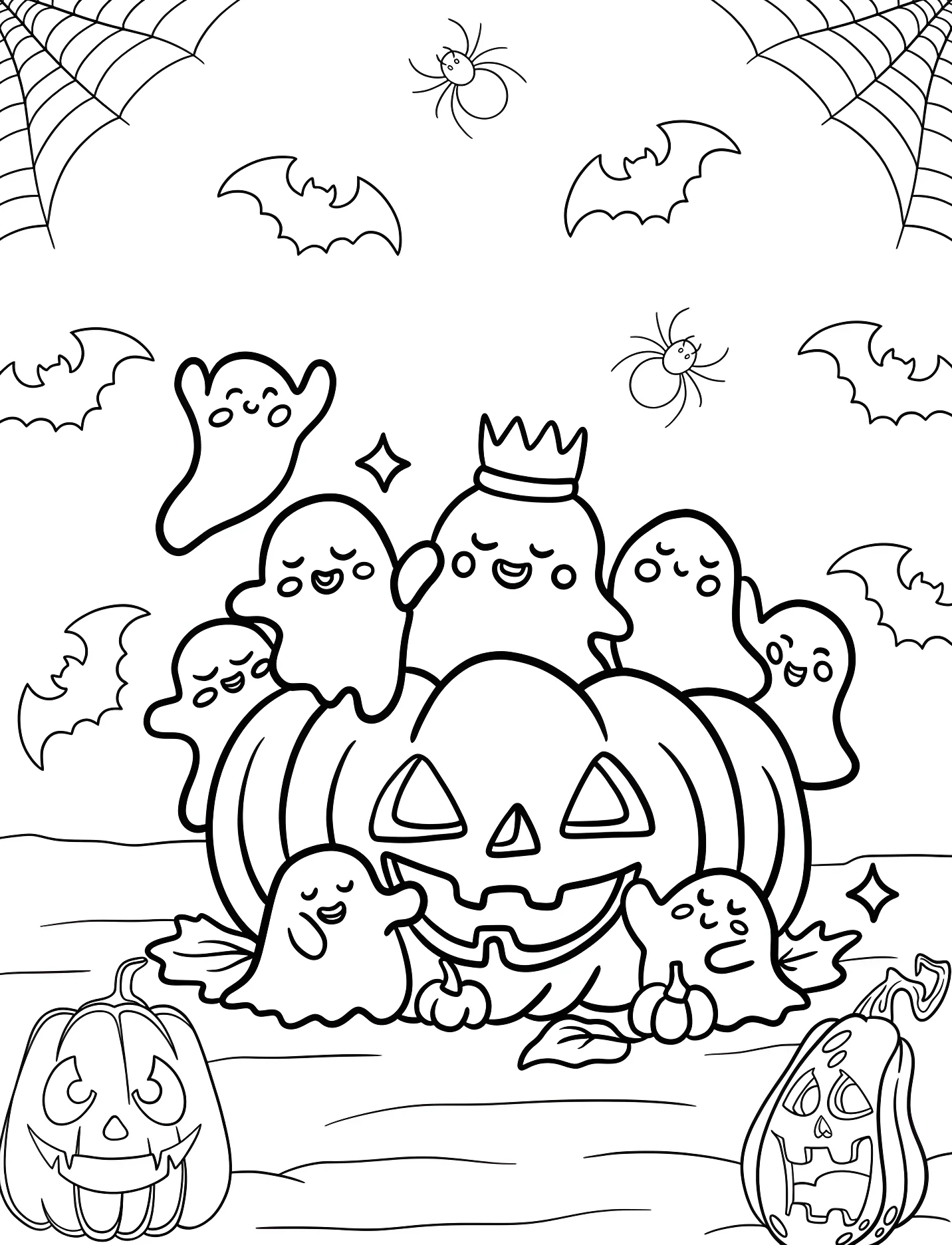 Милые привидения обнимают тыкву для детей №16755. Хэллоуин (Halloween). Привидения.
