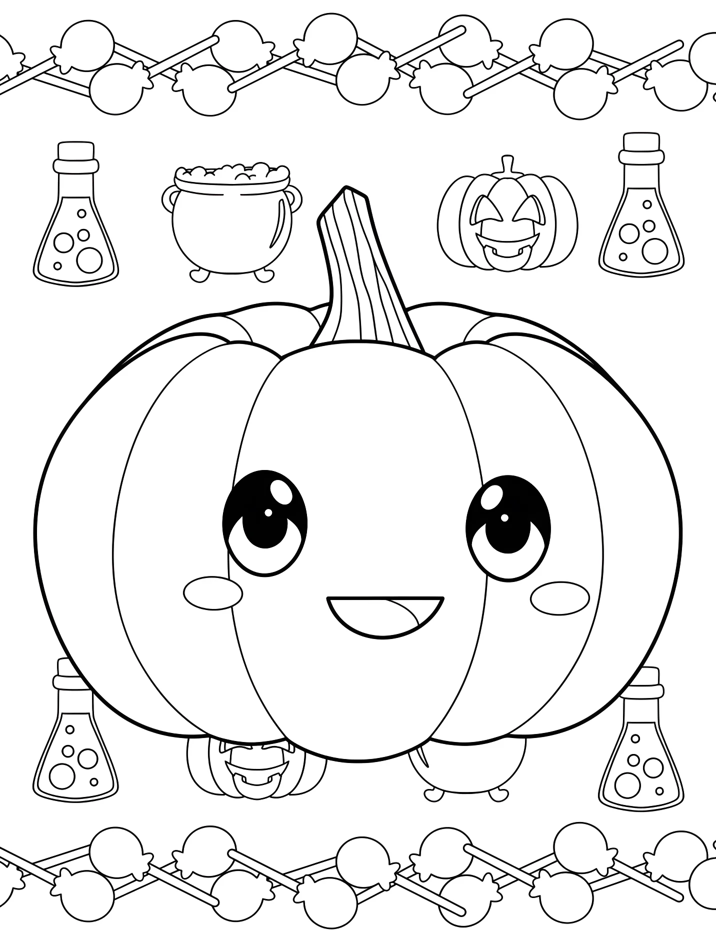 Милый тыква-мультяшка для детей №17409. Хэллоуин (Halloween). Тыквы.