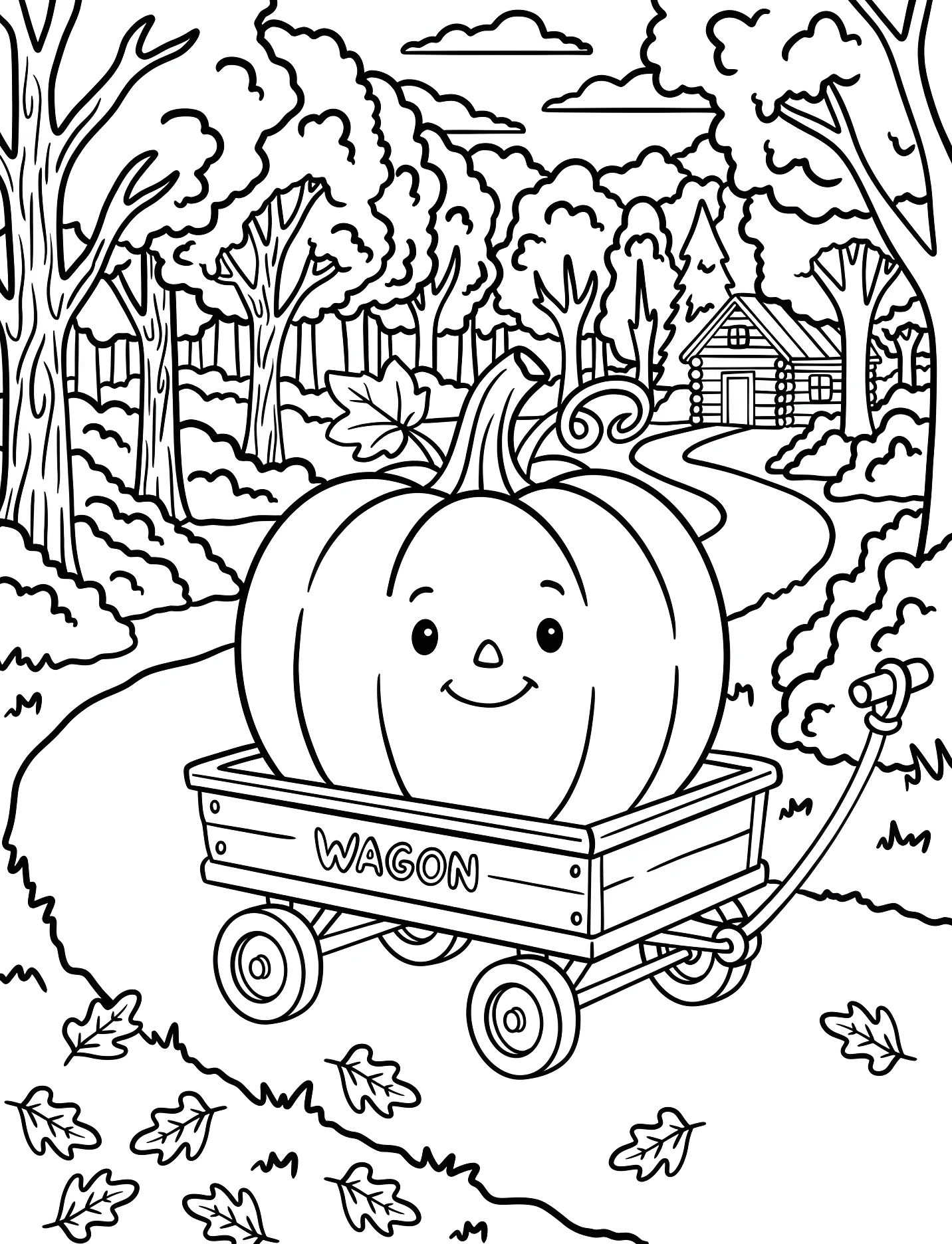 Веселый тыква в тележке для детей №17412. Хэллоуин (Halloween). Тыквы.