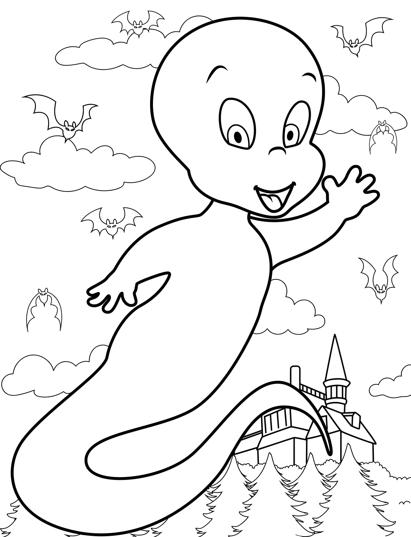 Забавный призрак Каспер для детей №16760. Хэллоуин (Halloween). Привидения.