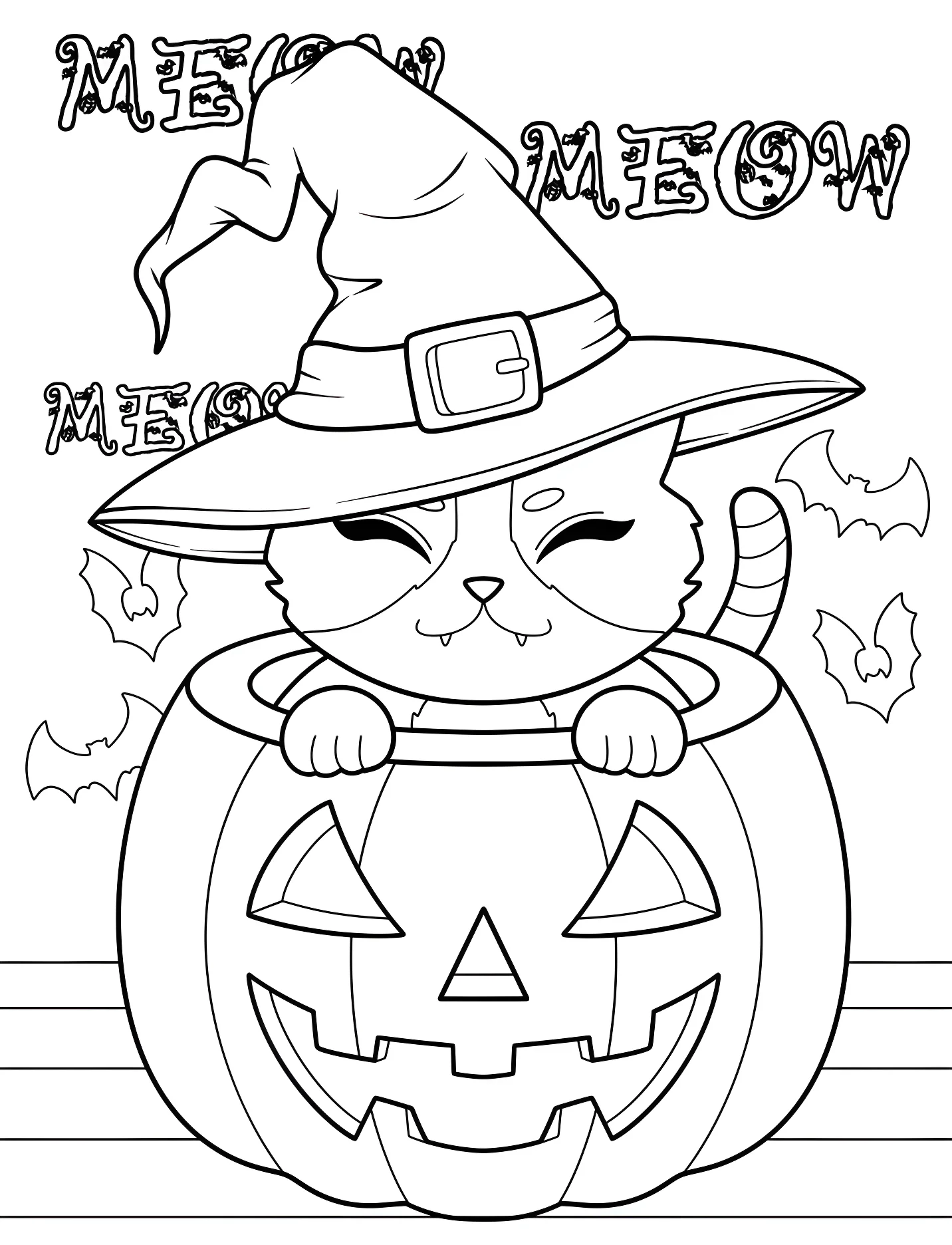 Забавный котенок в тыкве для детей №17413. Хэллоуин (Halloween). Тыквы.