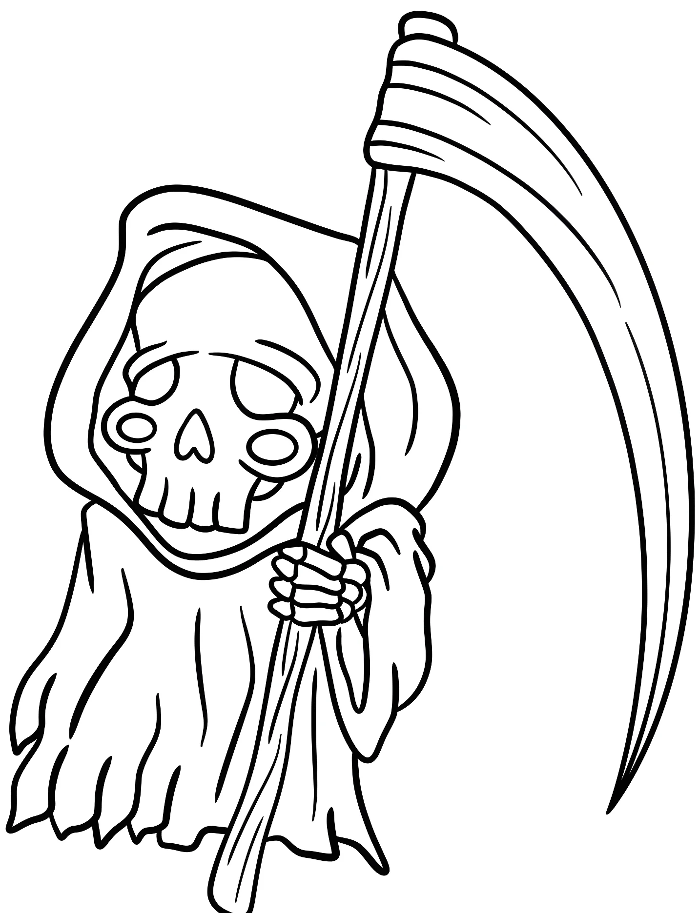 Забавный черт с косой для детей №16860. Хэллоуин (Halloween). Мрачный жнец.