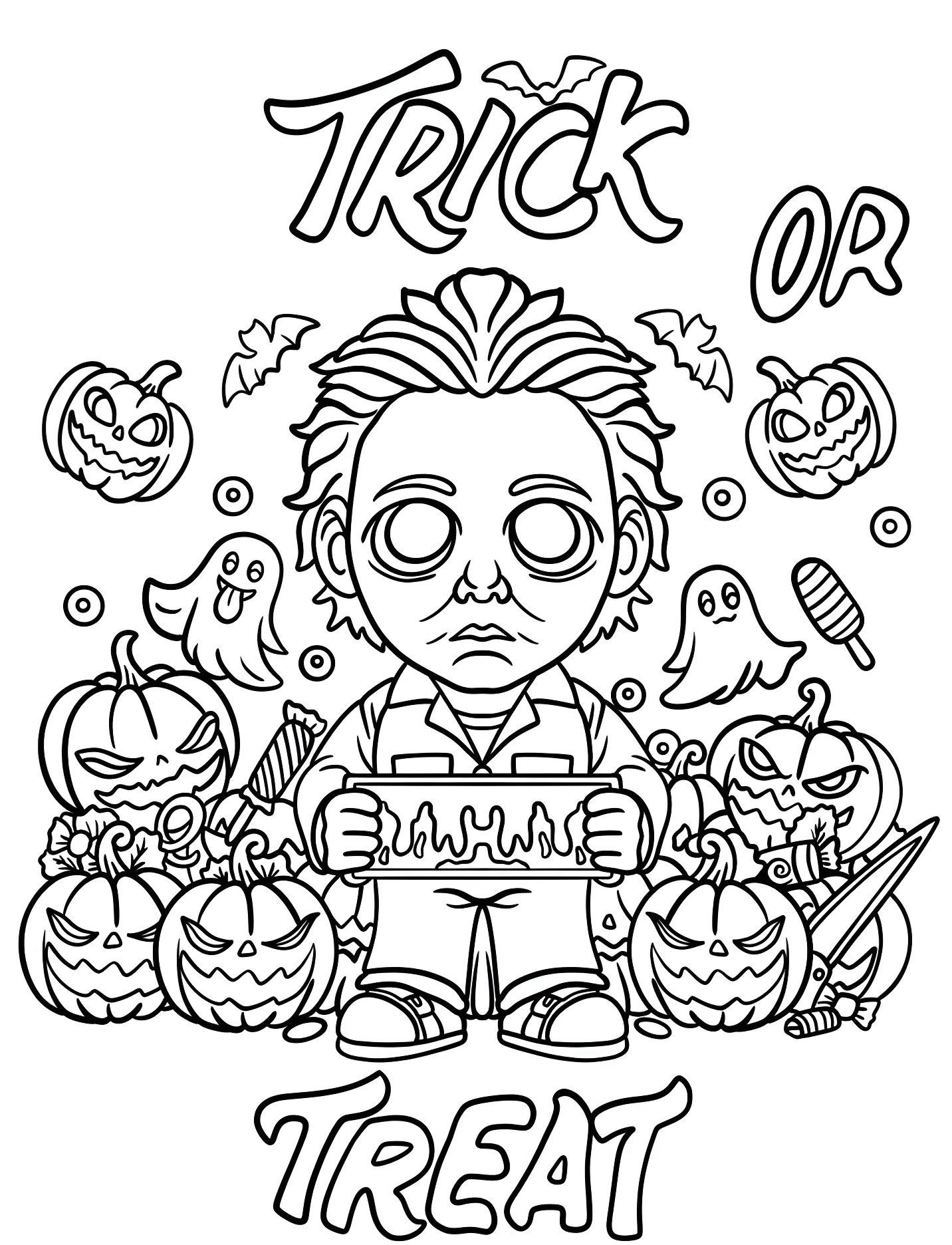 Милый Майкл Майерс на Хэллоуин для детей №17656. Хэллоуин (Halloween). Кошелек или жизнь.