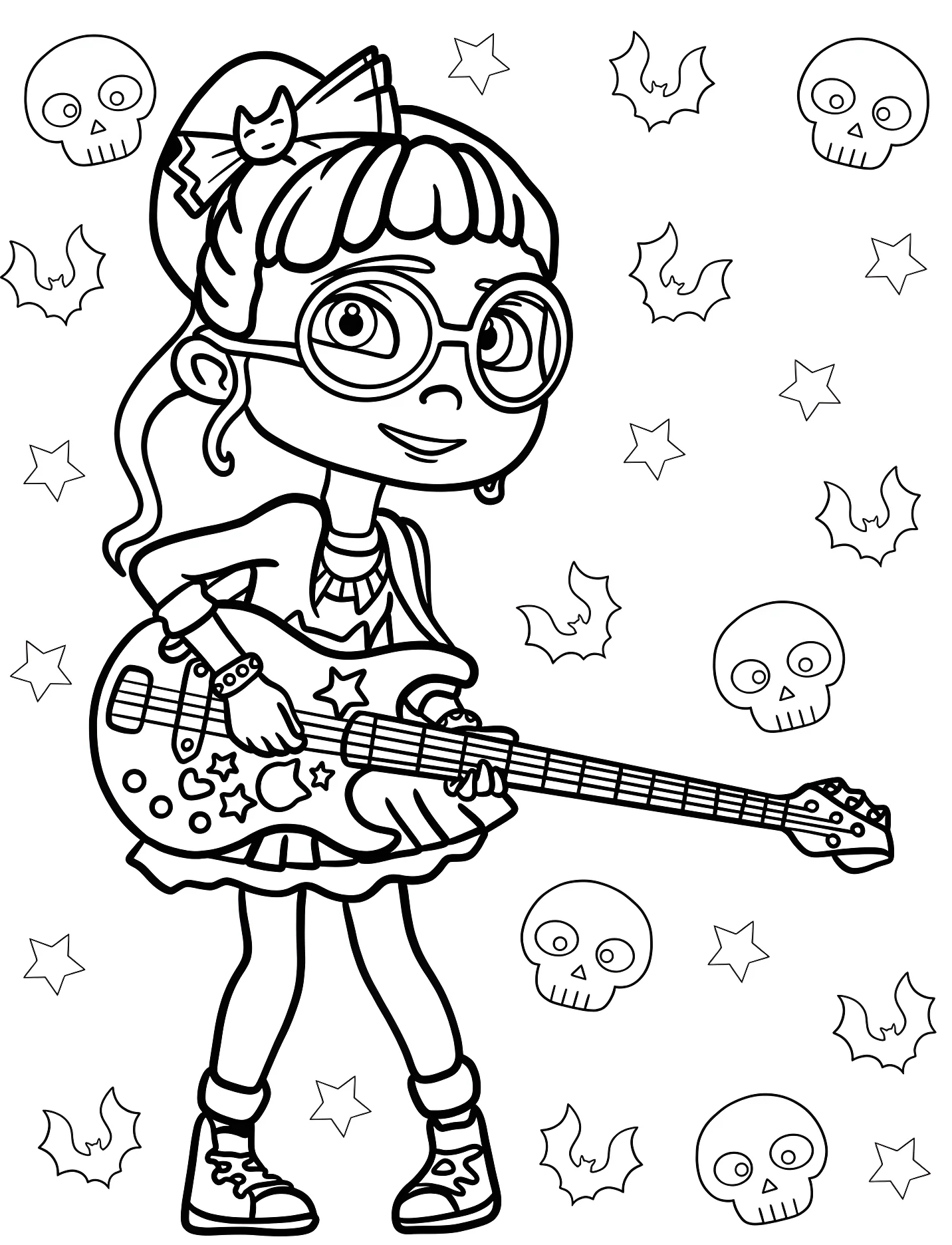Девочка Бриджит с гитарой для детей №17731. Хэллоуин (Halloween). Вампирина (Vampirina).