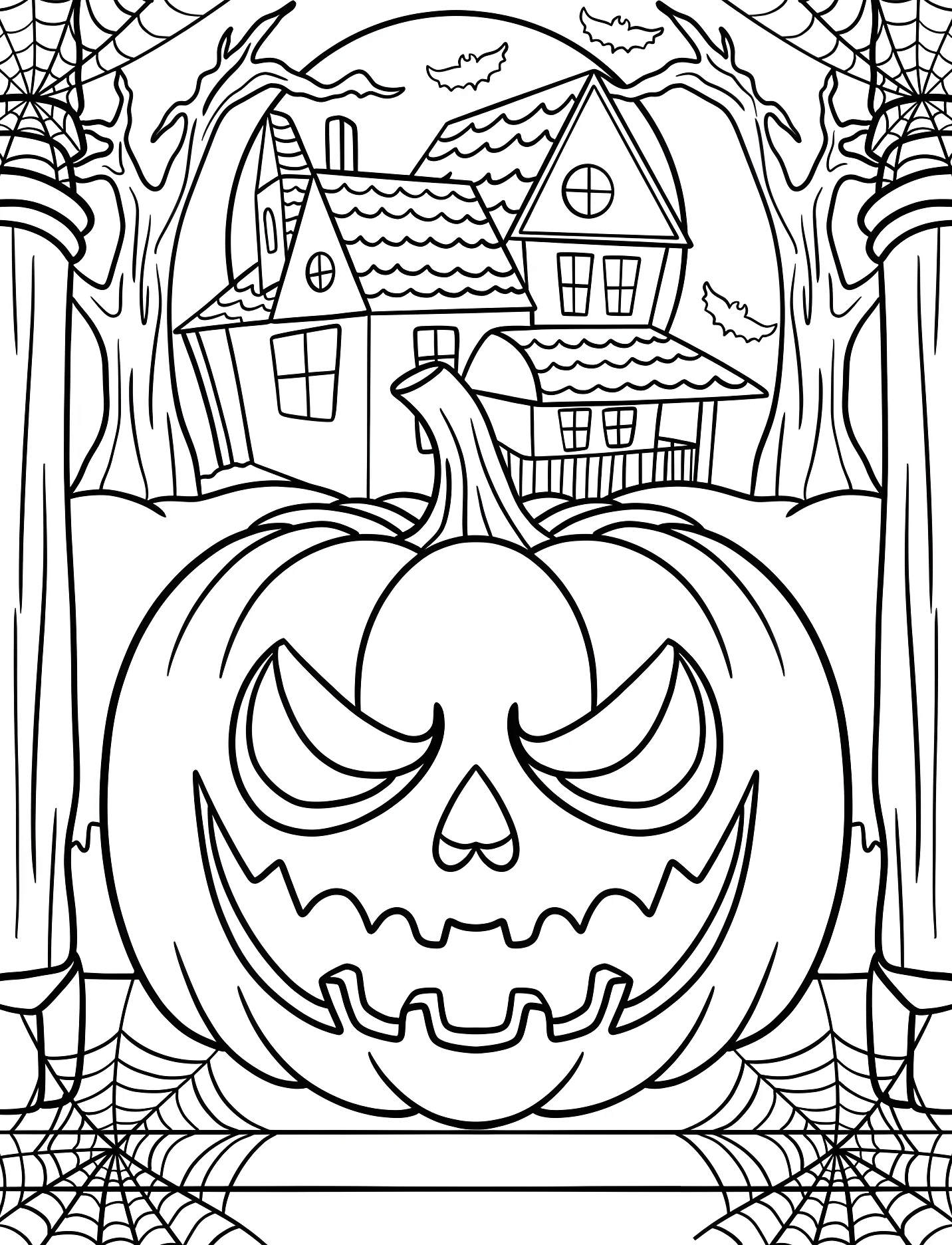 Жуткий тыква перед домом с привидениями №17104. Хэллоуин (Halloween). Светильники Джека.