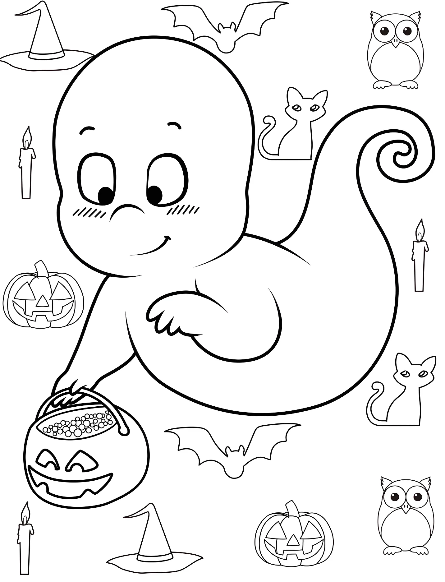 Милый призрак Каспер для детей №16765. Хэллоуин (Halloween). Привидения.