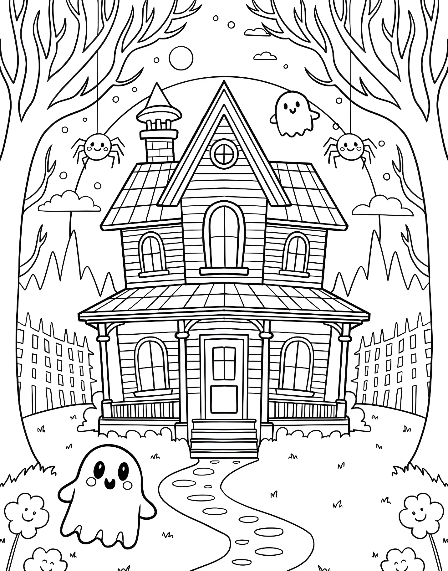 Забавный дом с привидениями для детей №16996. Хэллоуин (Halloween). Дом с привидениями.