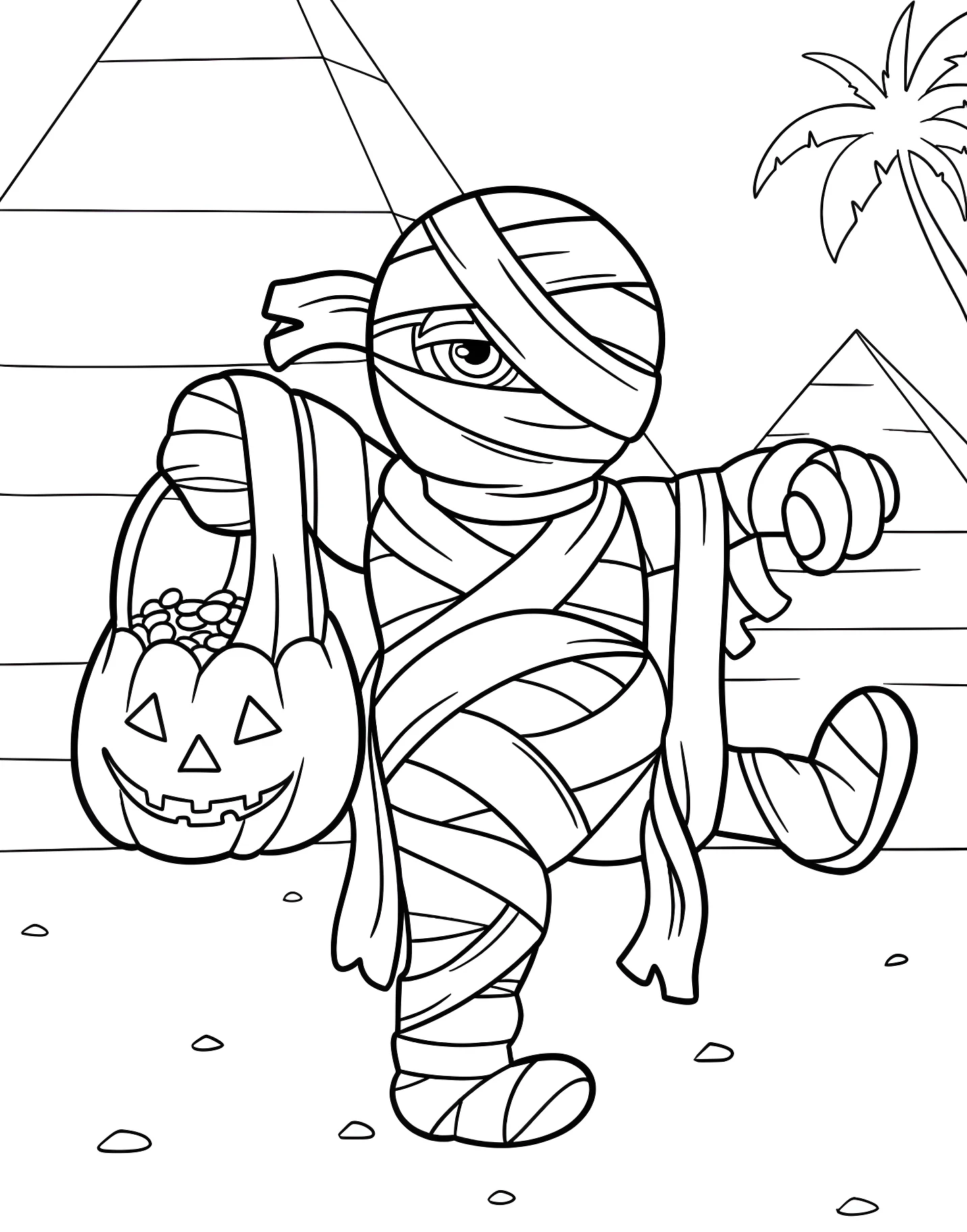 Милый мумия-монстр с тыквенным фонариком №17215. Хэллоуин (Halloween). Монстры.