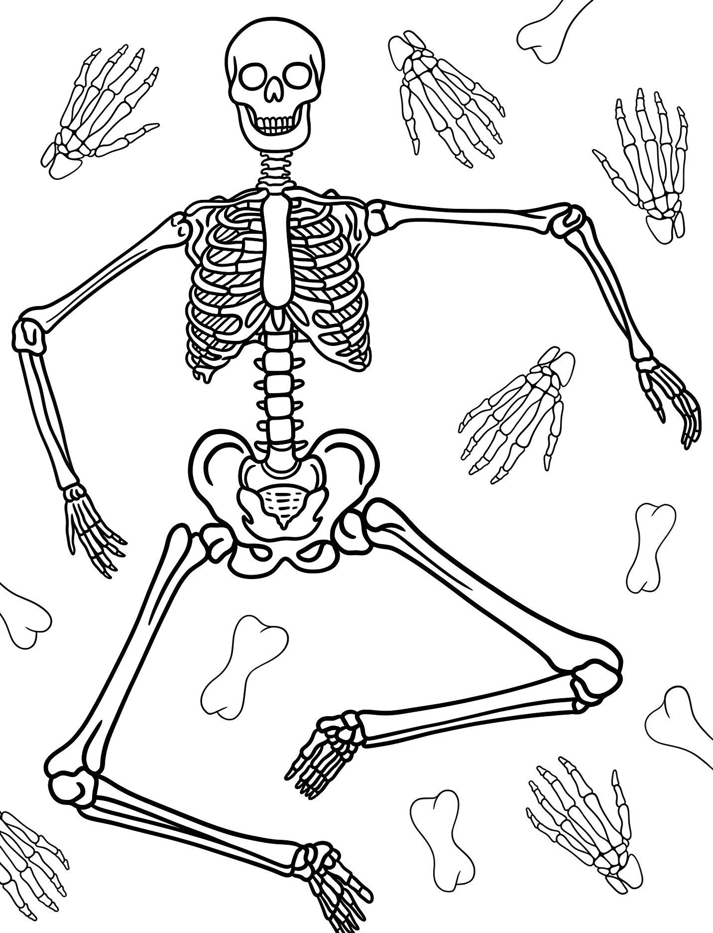 Веселый скелет танцует для детей №17578. Хэллоуин (Halloween). Скелеты.