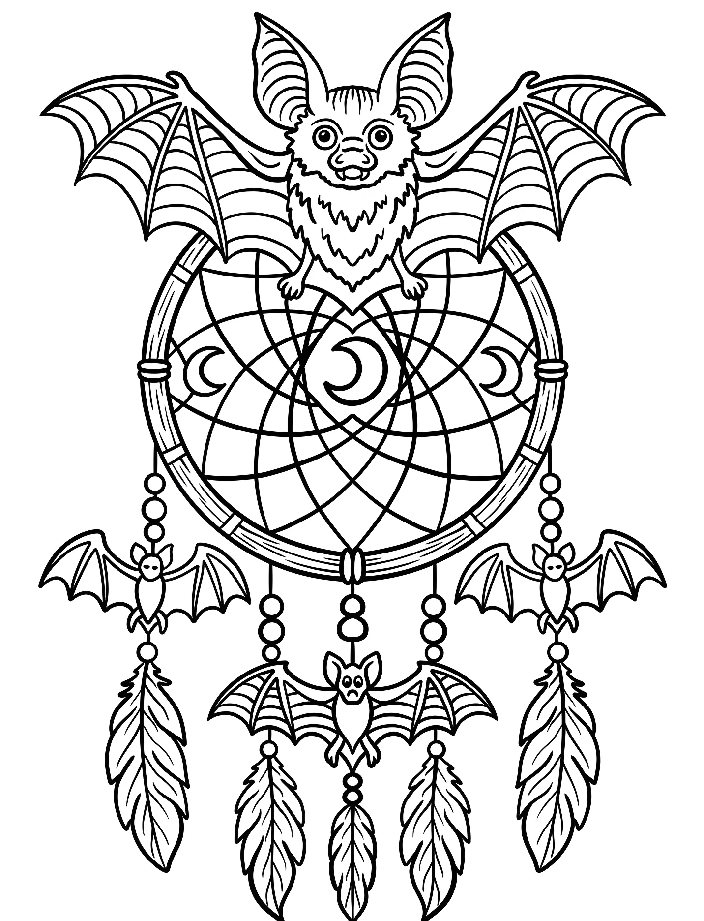 Забавный летучий мышь и ловца снов №16567. Хэллоуин (Halloween). Летучие мыши.