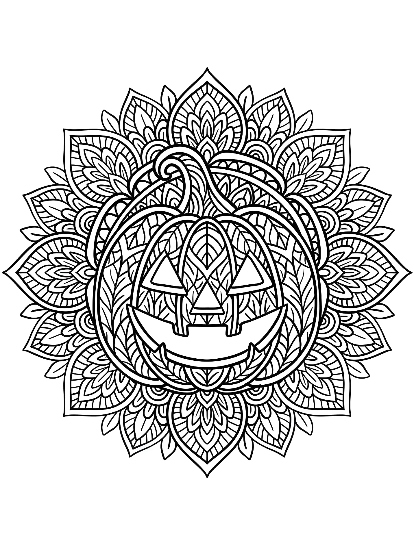 Затейливая тыква на Хэллоуин для раскрашивания №17108. Хэллоуин (Halloween). Светильники Джека.
