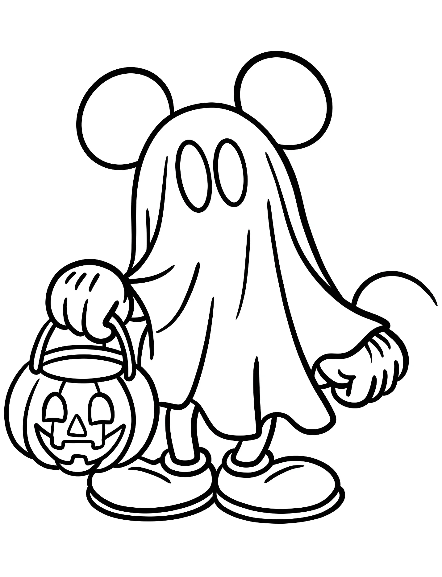 Милый призрак Микки Маус с угощающимся ведром №16699. Хэллоуин (Halloween). Хэллоуин Дисней.
