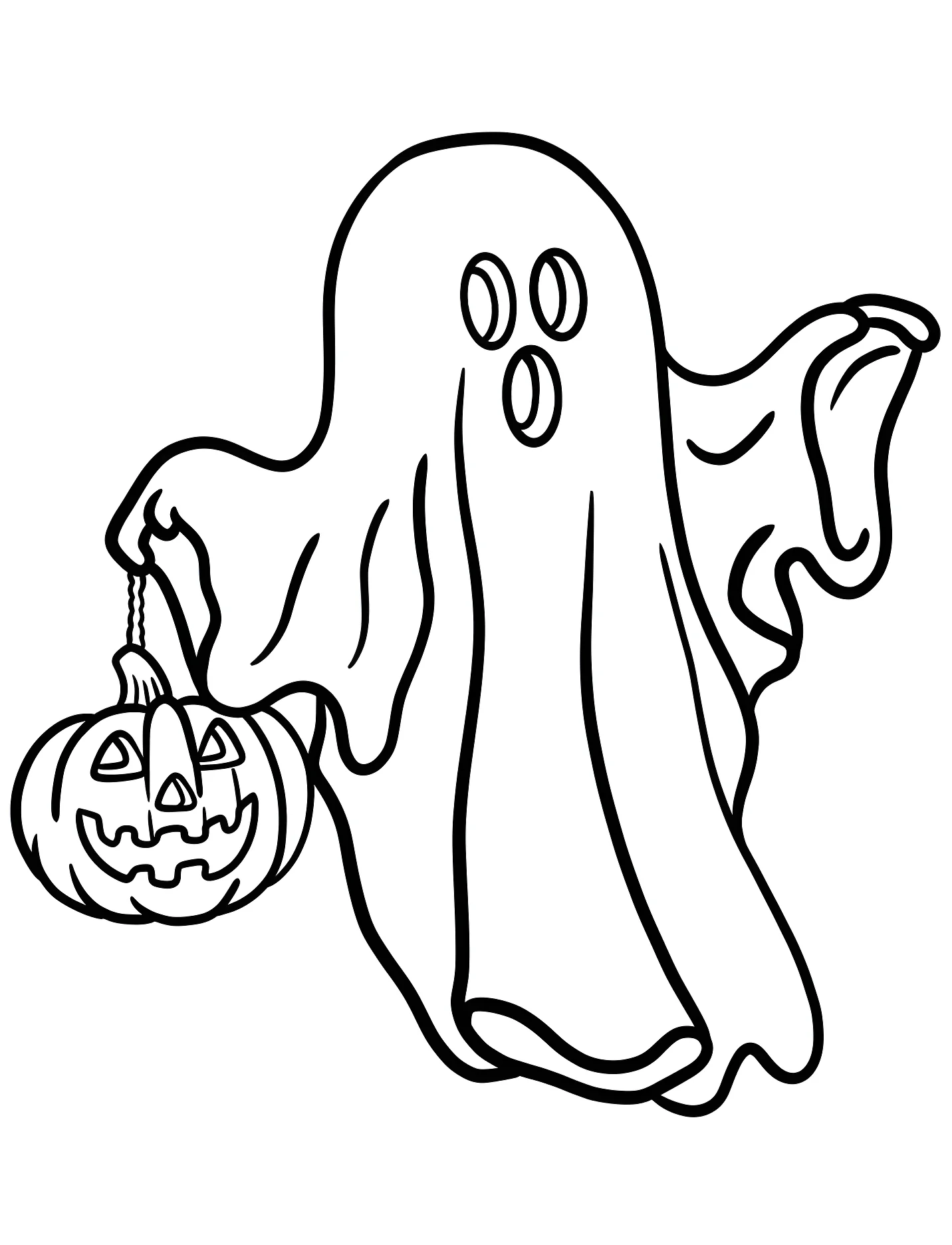 Забавный призрак с тыквой для детей №16771. Хэллоуин (Halloween). Привидения.