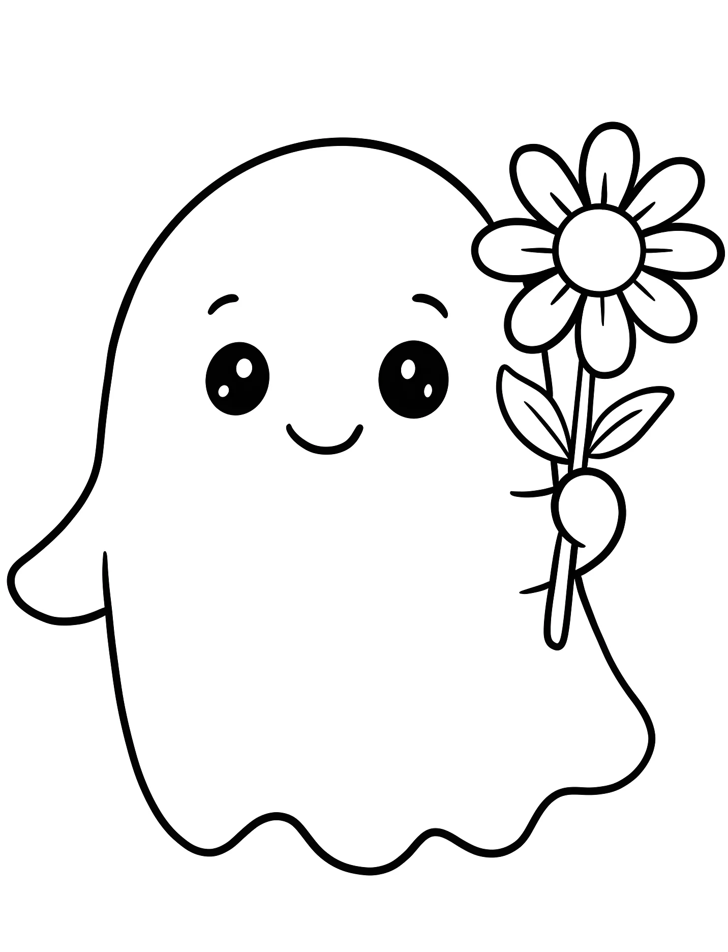 Милый призрак с цветком для детей №16770. Хэллоуин (Halloween). Привидения.