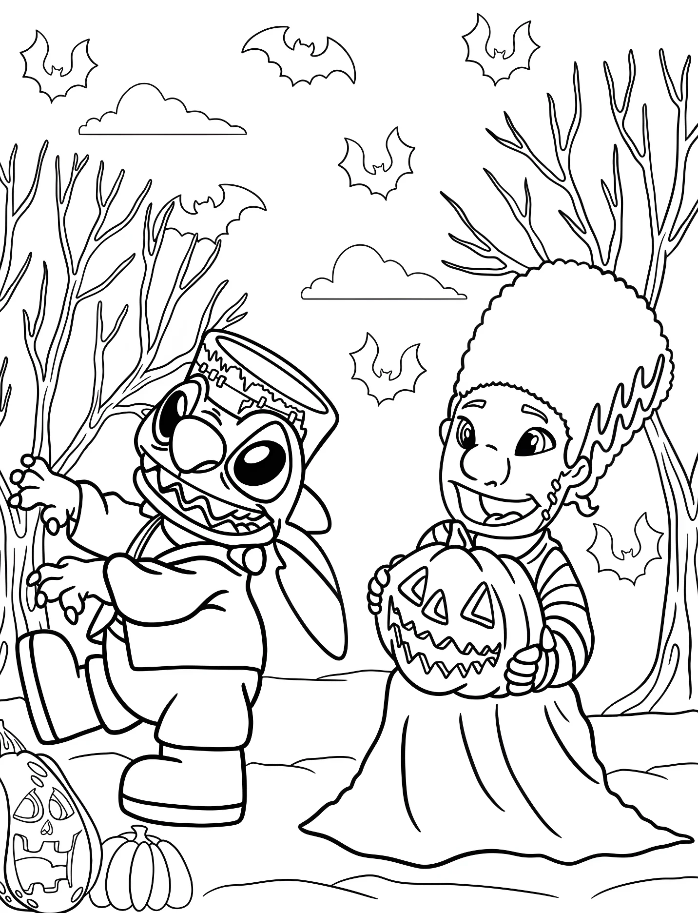 Франкенштейн и Стич на Хэллоуин для детей №16703. Хэллоуин (Halloween). Хэллоуин Дисней.