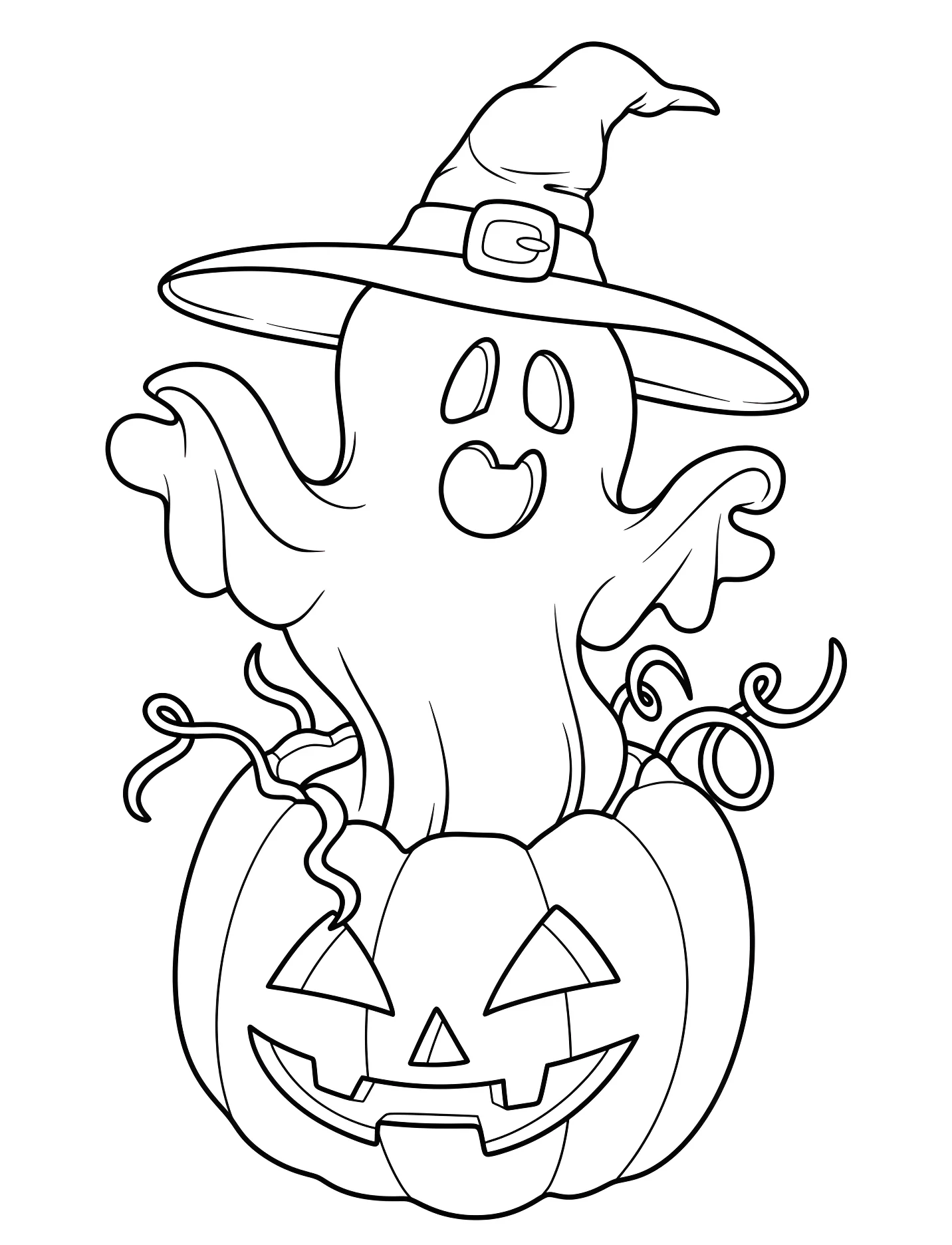 Привидение вылетает из тыквы для детей №17434. Хэллоуин (Halloween). Тыквы.