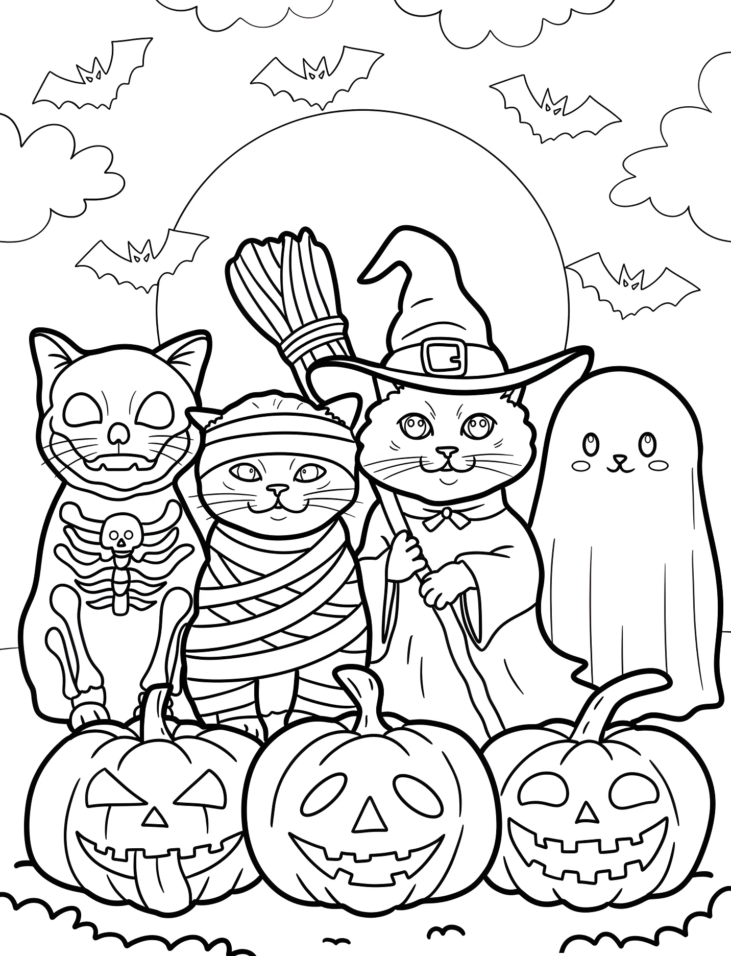 Коты на Хэллоуин в костюмах для детей №16907. Хэллоуин (Halloween). Хэллоуинские кошки.