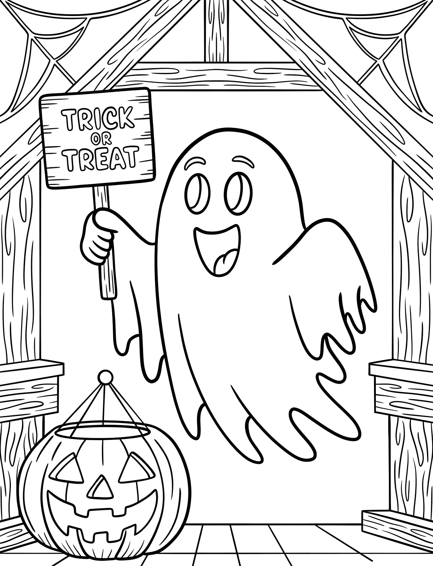 Весёлый призрак на Хэллоуин для детей №17664. Хэллоуин (Halloween). Кошелек или жизнь.