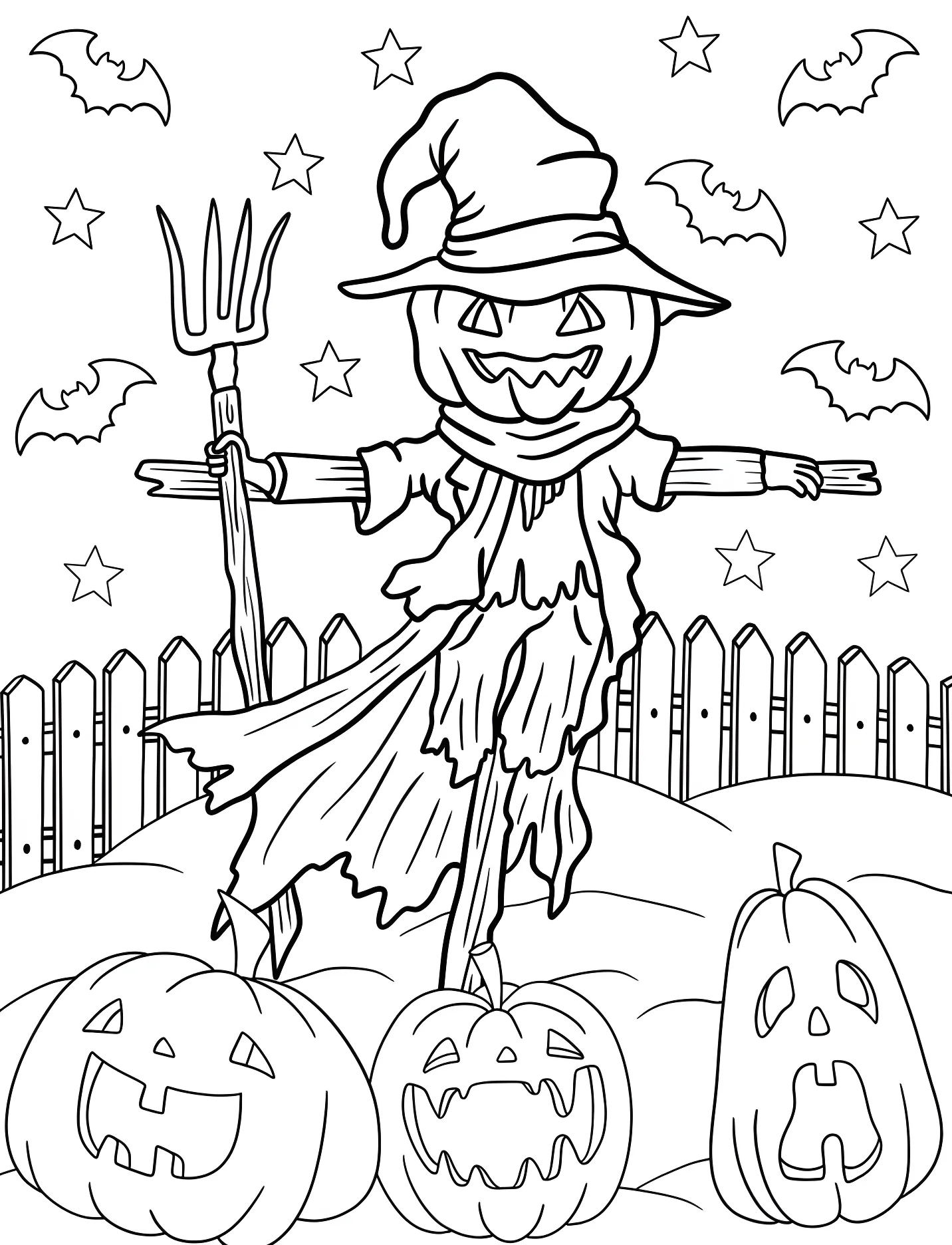 Веселый пугало на Хэллоуин для детей №17528. Хэллоуин (Halloween). Пугала.