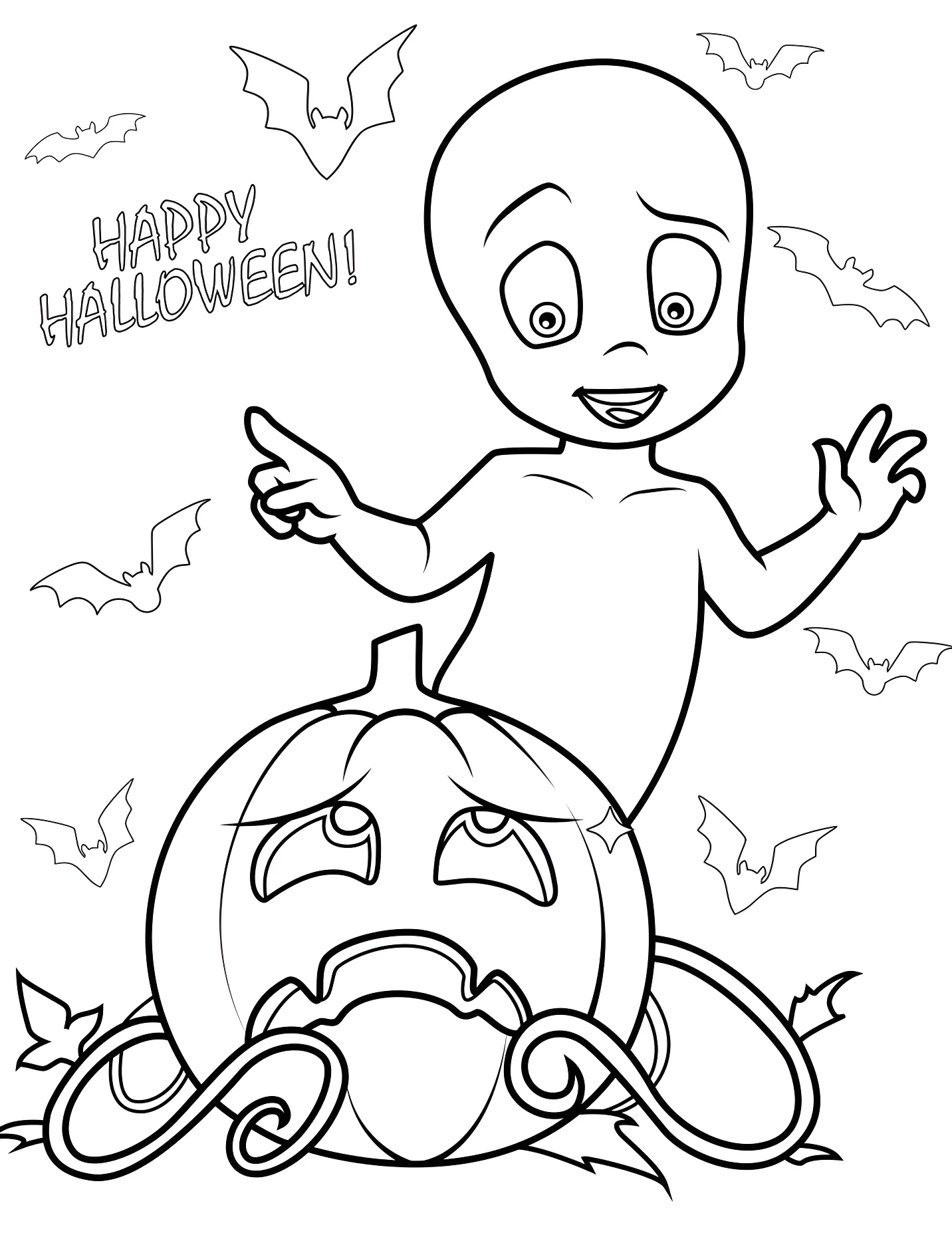 Веселый призрак Каспер на Хэллоуин для детей №16795. Хэллоуин (Halloween). Привидения.