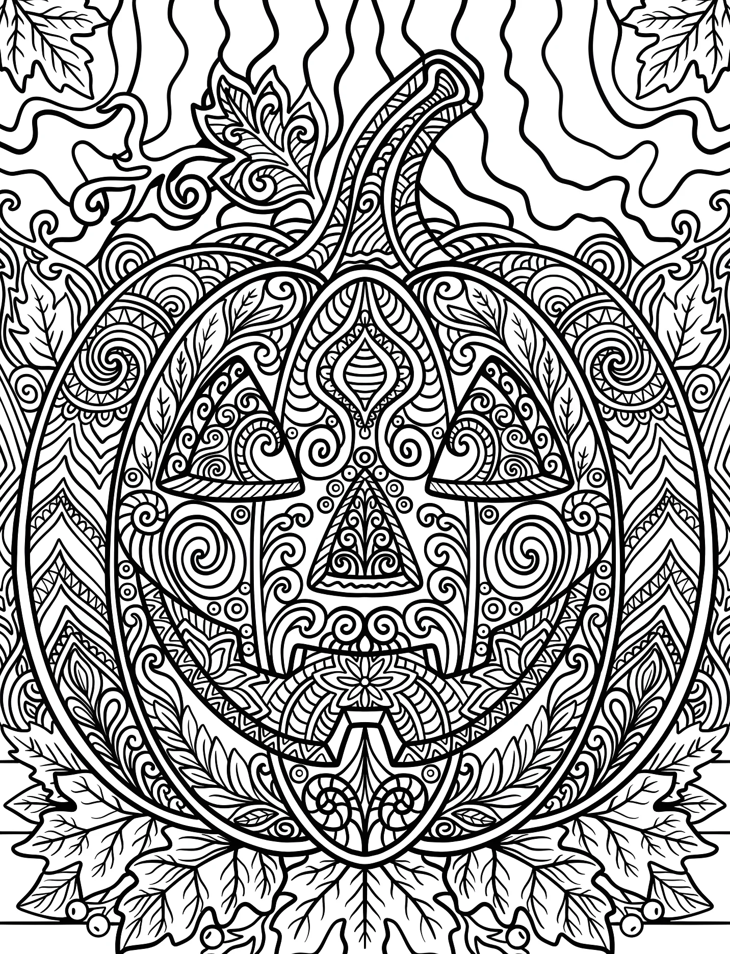 Тыквенный фонарь с осенними листьями для детей №17116. Хэллоуин (Halloween). Светильники Джека.