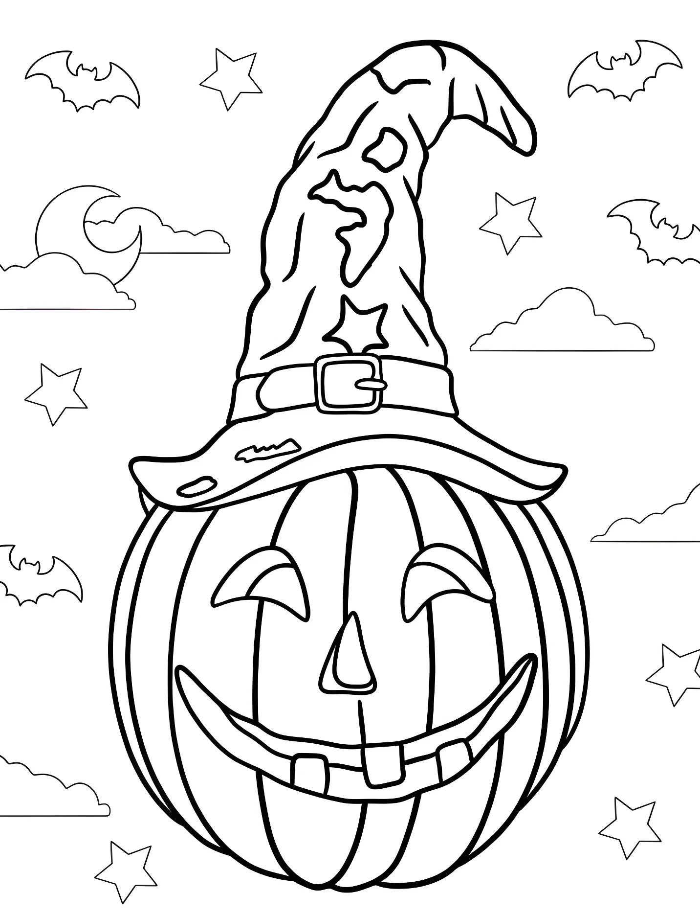 Тыква в колпаке ведьмы для детей №17128. Хэллоуин (Halloween). Светильники Джека.