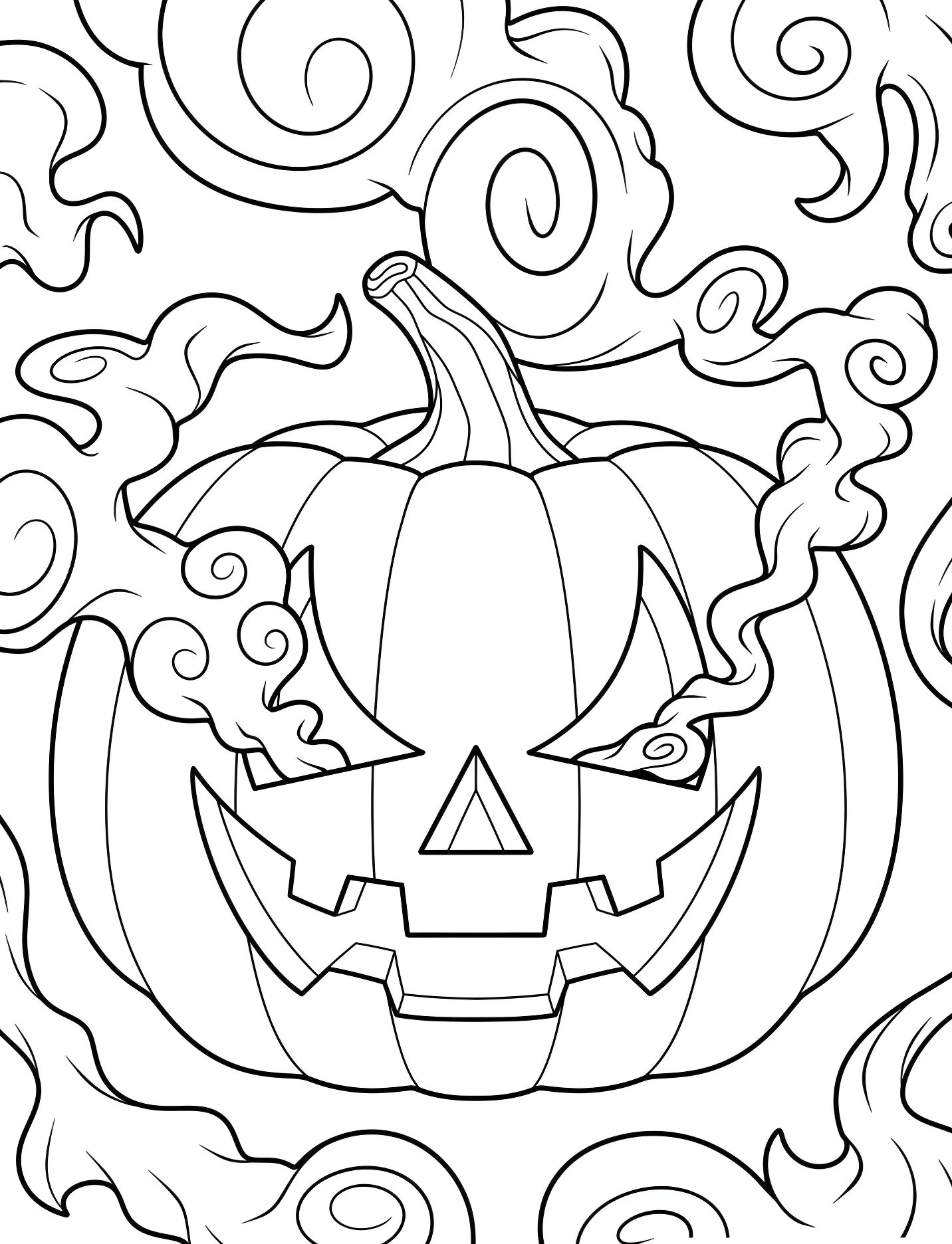 Забавная тыква с дымом для детей №17444. Хэллоуин (Halloween). Тыквы.
