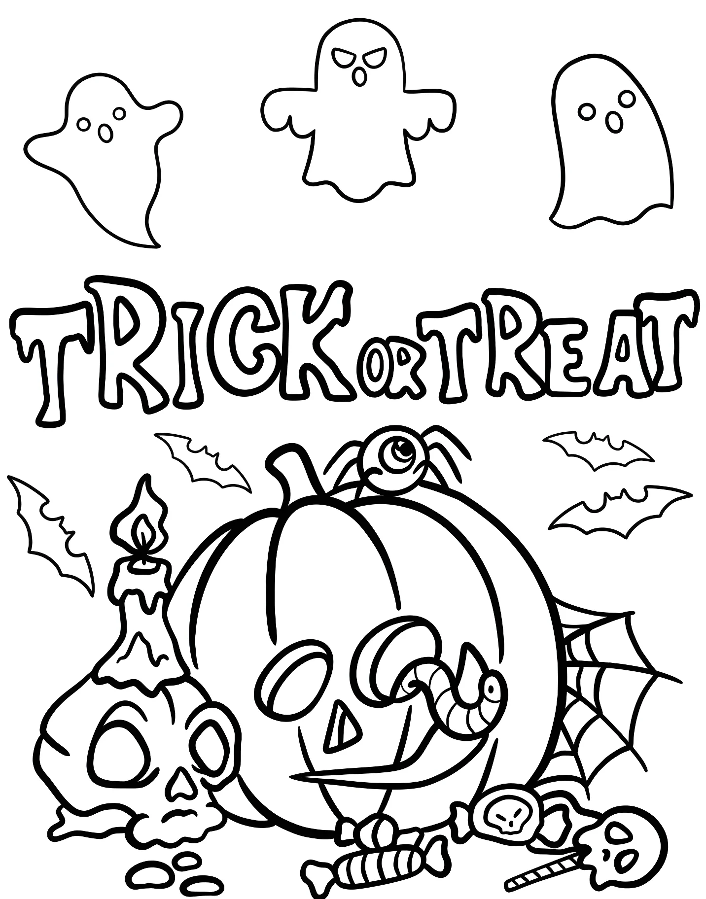 Тыквенный фонарь с паутиной и конфетами №17669. Хэллоуин (Halloween). Кошелек или жизнь.