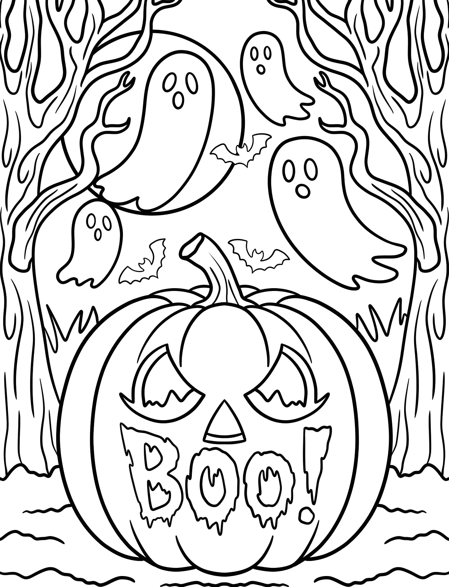 Тыква на Хэллоуин с привидениями для детей №17129. Хэллоуин (Halloween). Светильники Джека.
