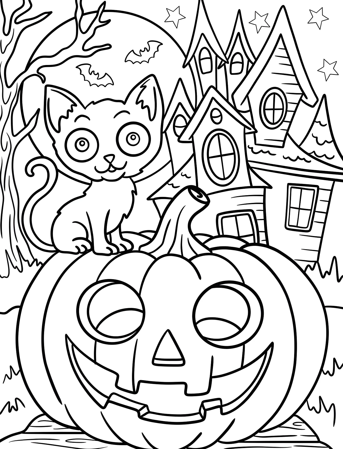 Милый котенок и тыква на Хэллоуин №17138. Хэллоуин (Halloween). Светильники Джека.