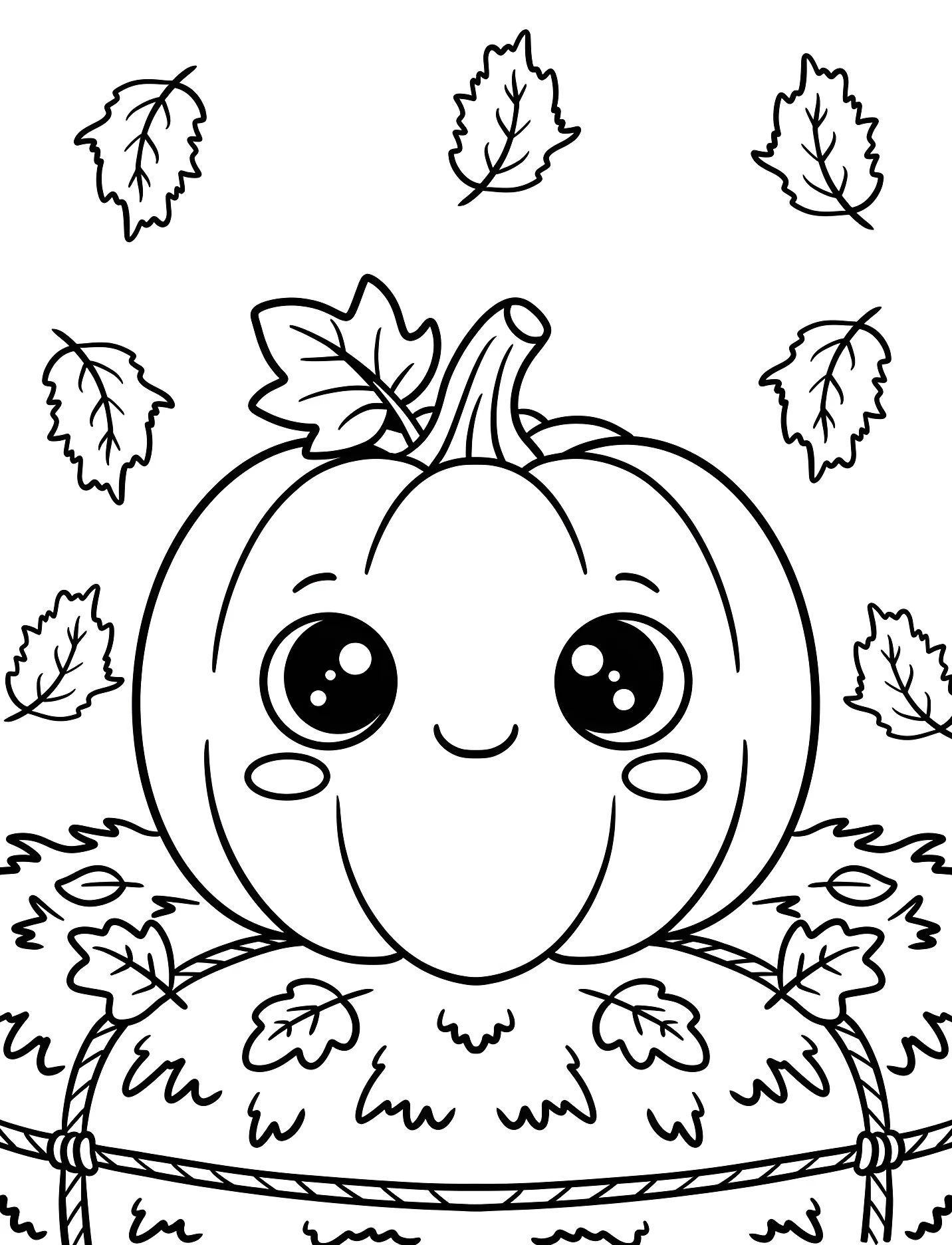Милая тыква на грядке для детей №17447. Хэллоуин (Halloween). Тыквы.