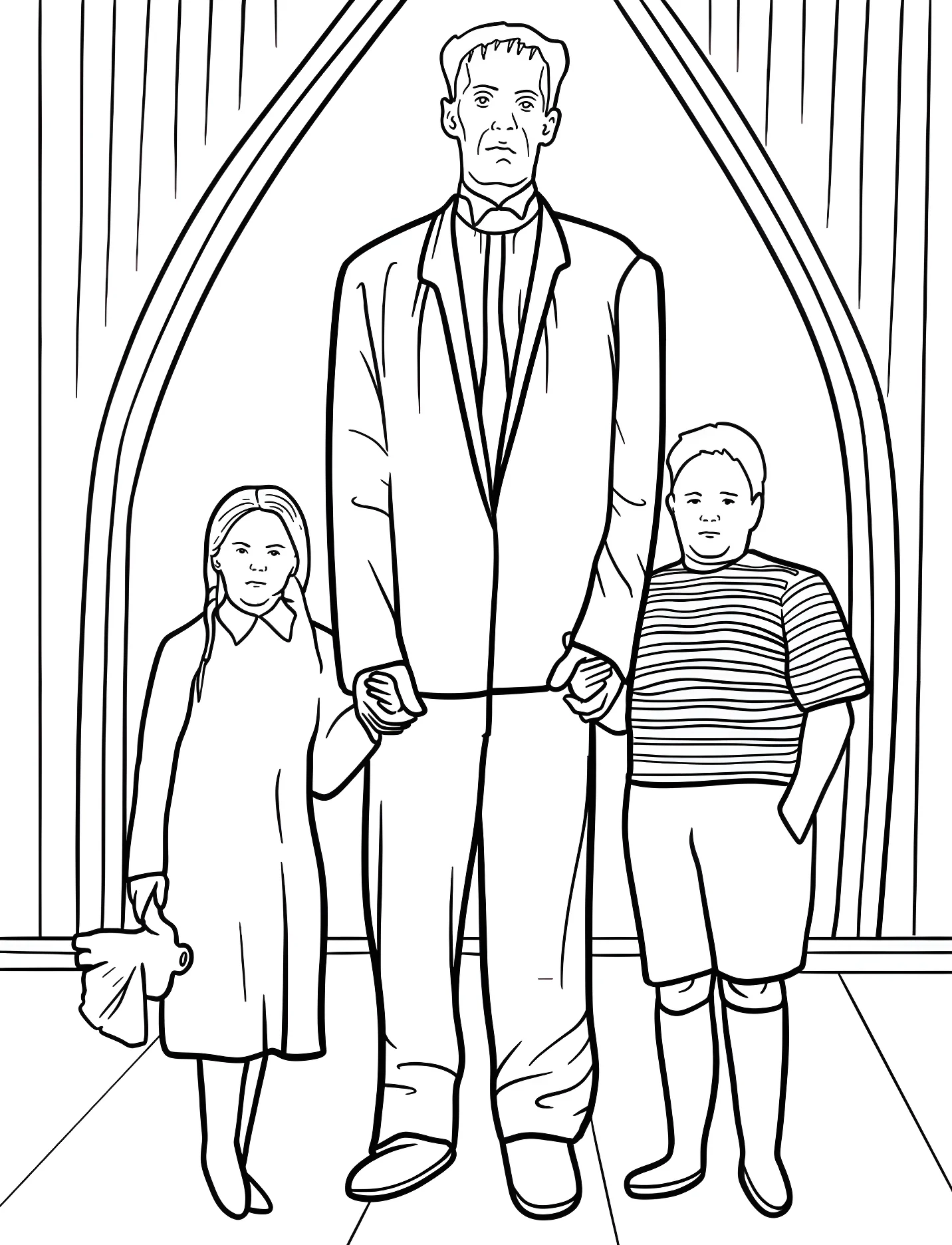 Лерч с детьми Адамс для детей №16550. Хэллоуин (Halloween). Семейка Аддамс (The Addams Family).