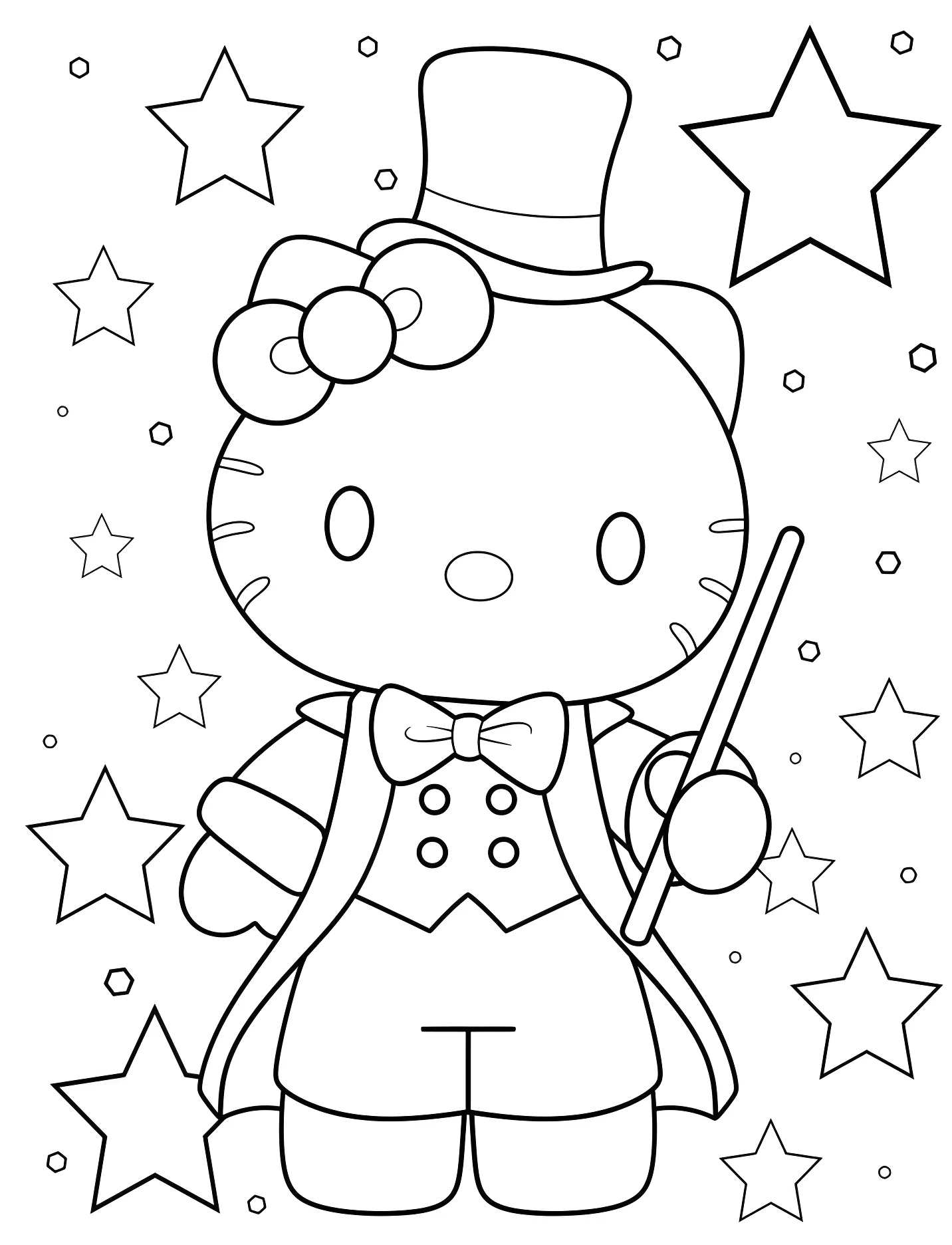 Милый Hello Kitty волшебник с волшебной палочкой №17172. Хэллоуин (Halloween). Магия.