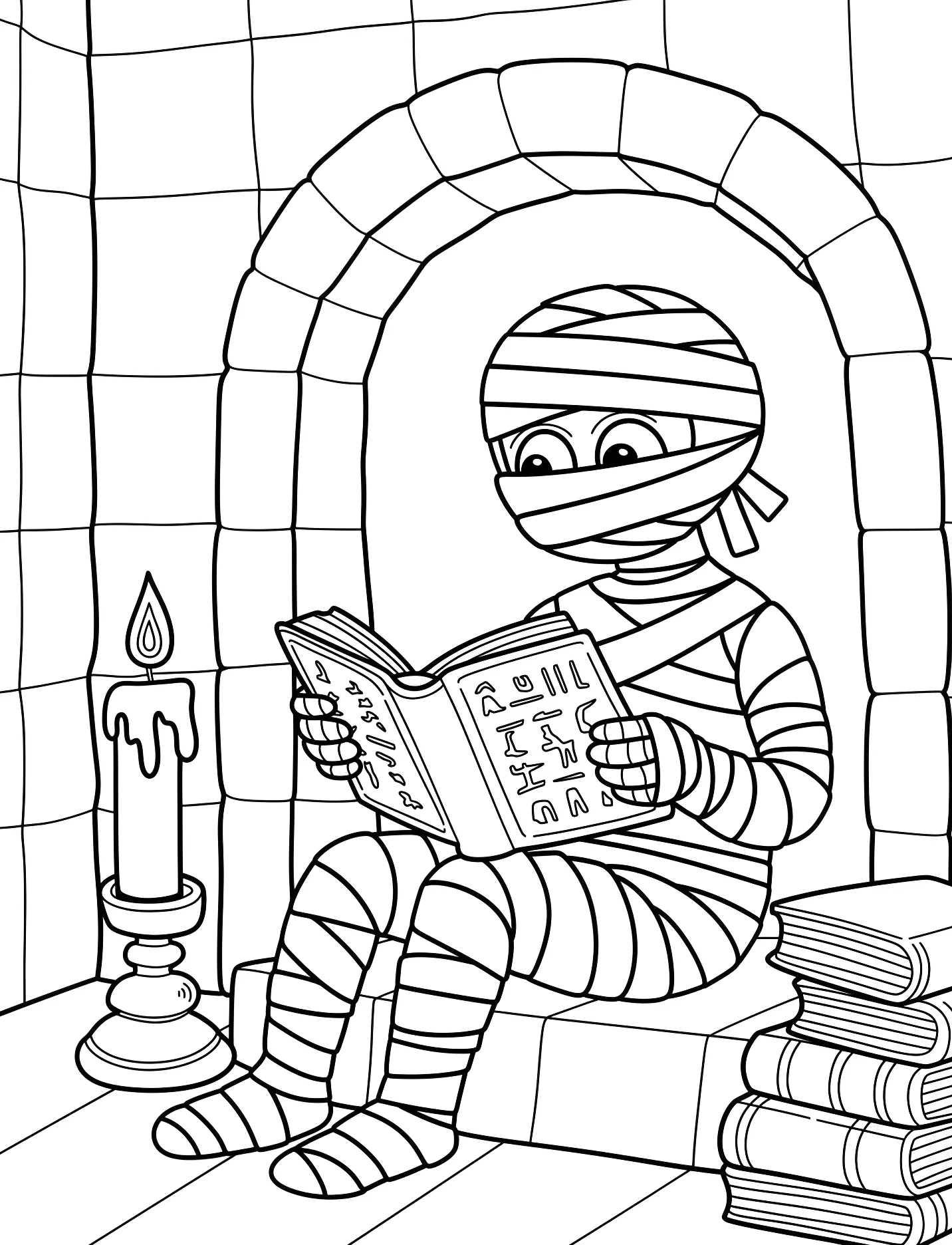 Мумия читает волшебную книгу в гробнице №17277. Хэллоуин (Halloween). Мумии.