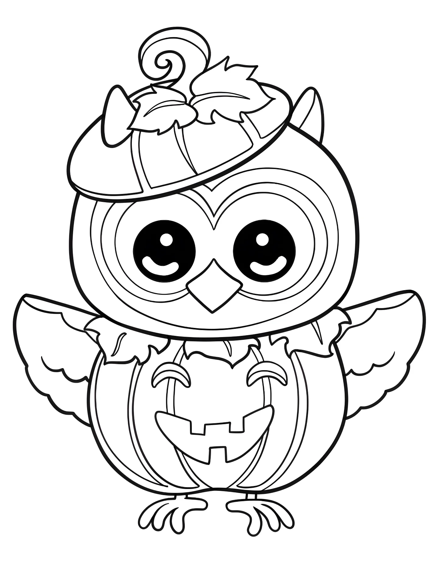 Забавная сова в тыкве для детей №17508. Хэллоуин (Halloween). Вороны.