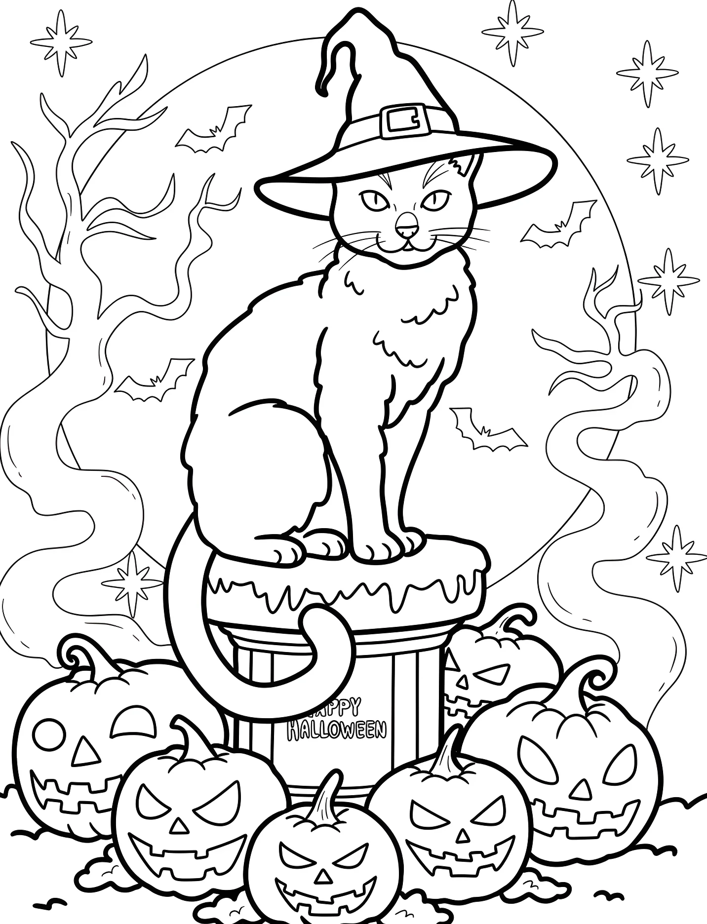 Забавный кот в костюме ведьмы на Хэллоуин №16913. Хэллоуин (Halloween). Хэллоуинские кошки.