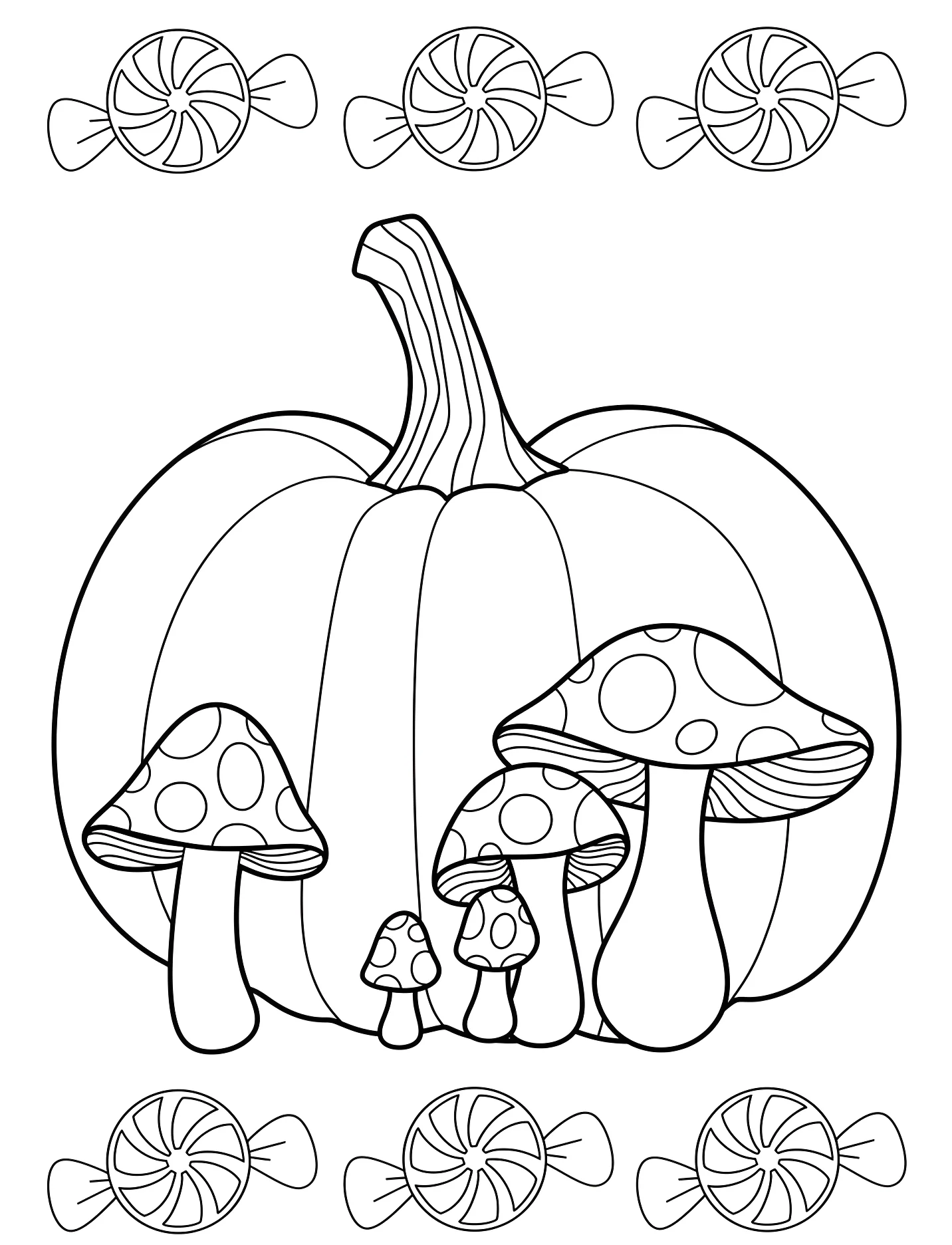 Тыква и грибы для детей №17469. Хэллоуин (Halloween). Тыквы.