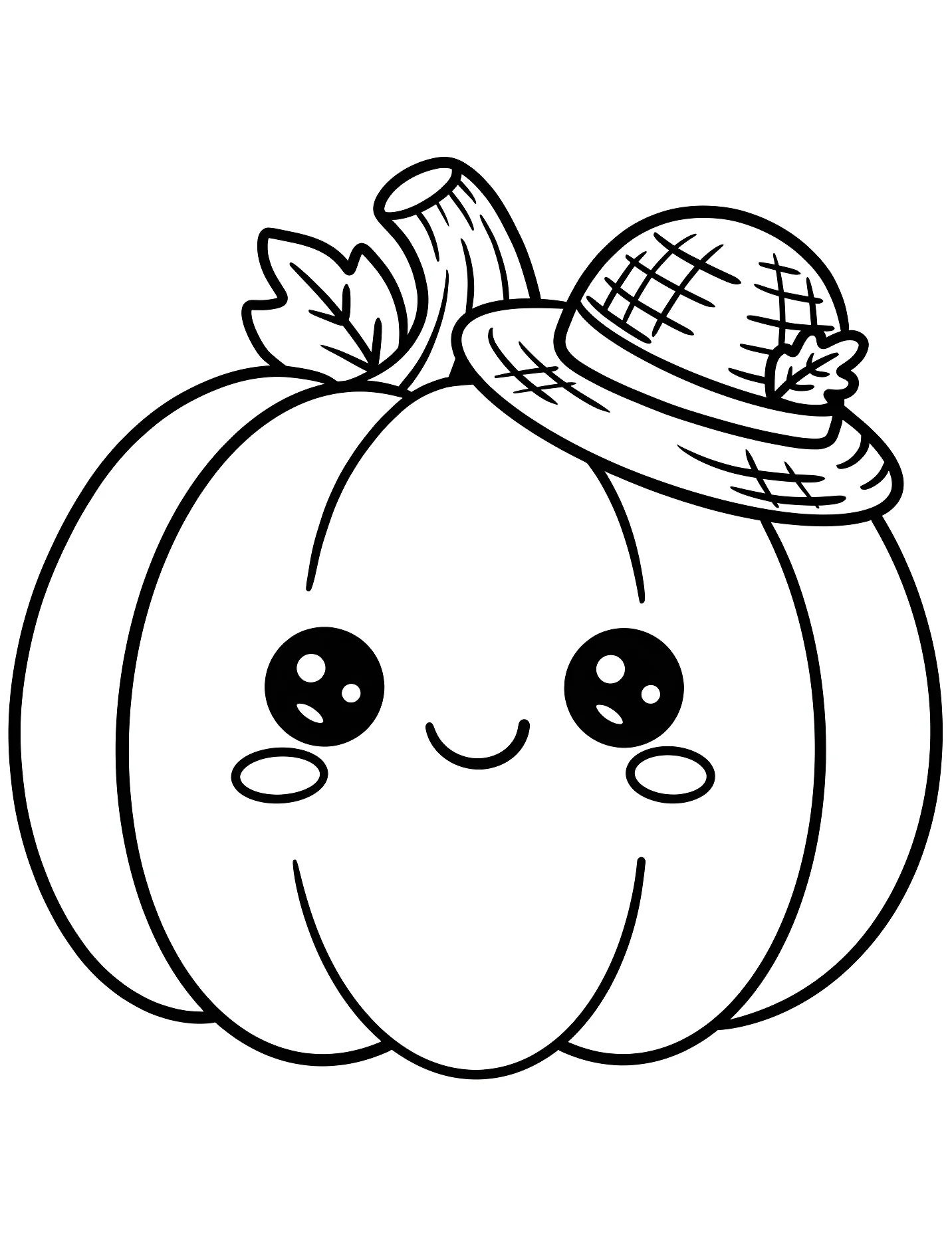 Забавная тыква в соломенной шляпе для детей №17468. Хэллоуин (Halloween). Тыквы.