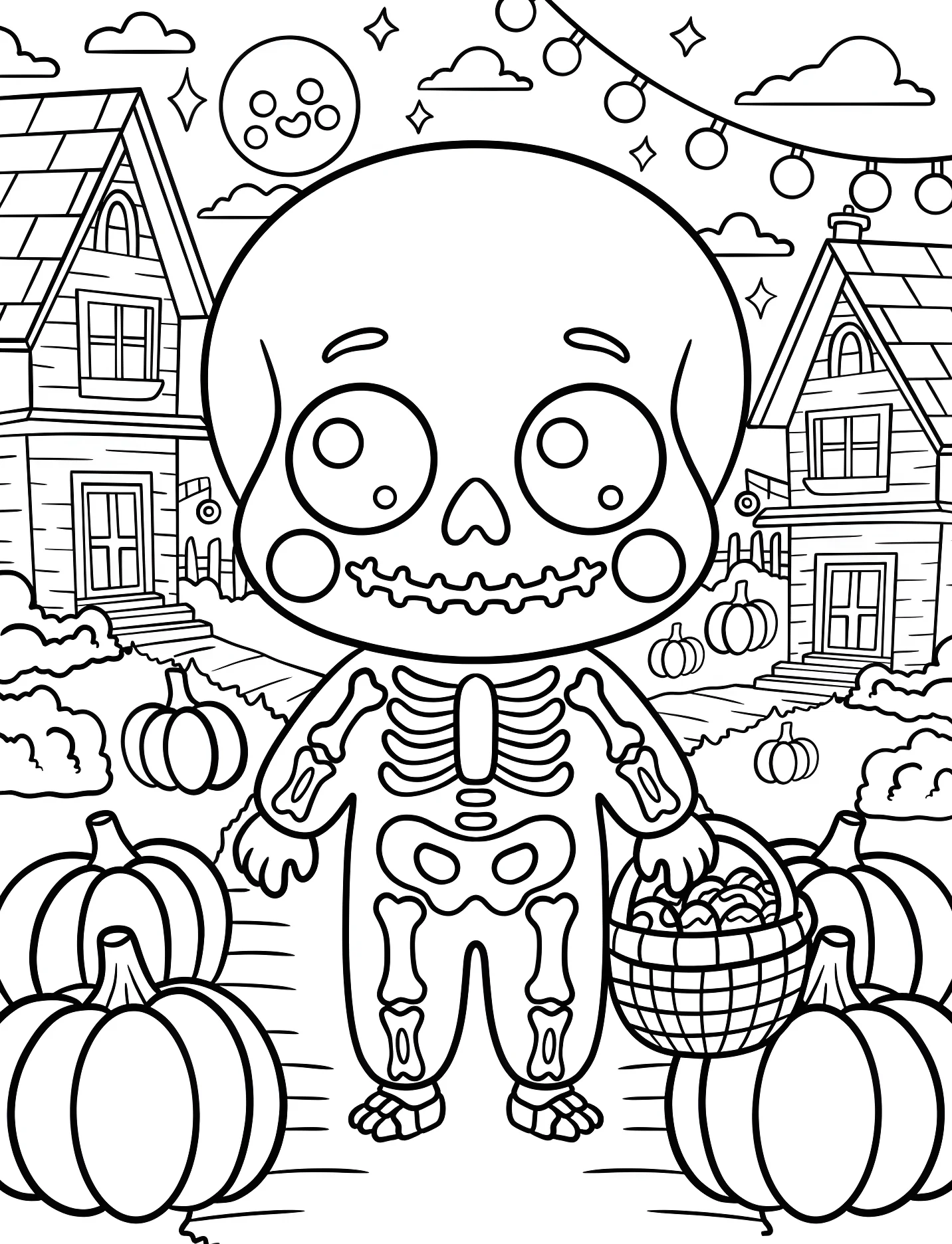 Весёлый скелетик на Хэллоуин для детей №17597. Хэллоуин (Halloween). Скелеты.