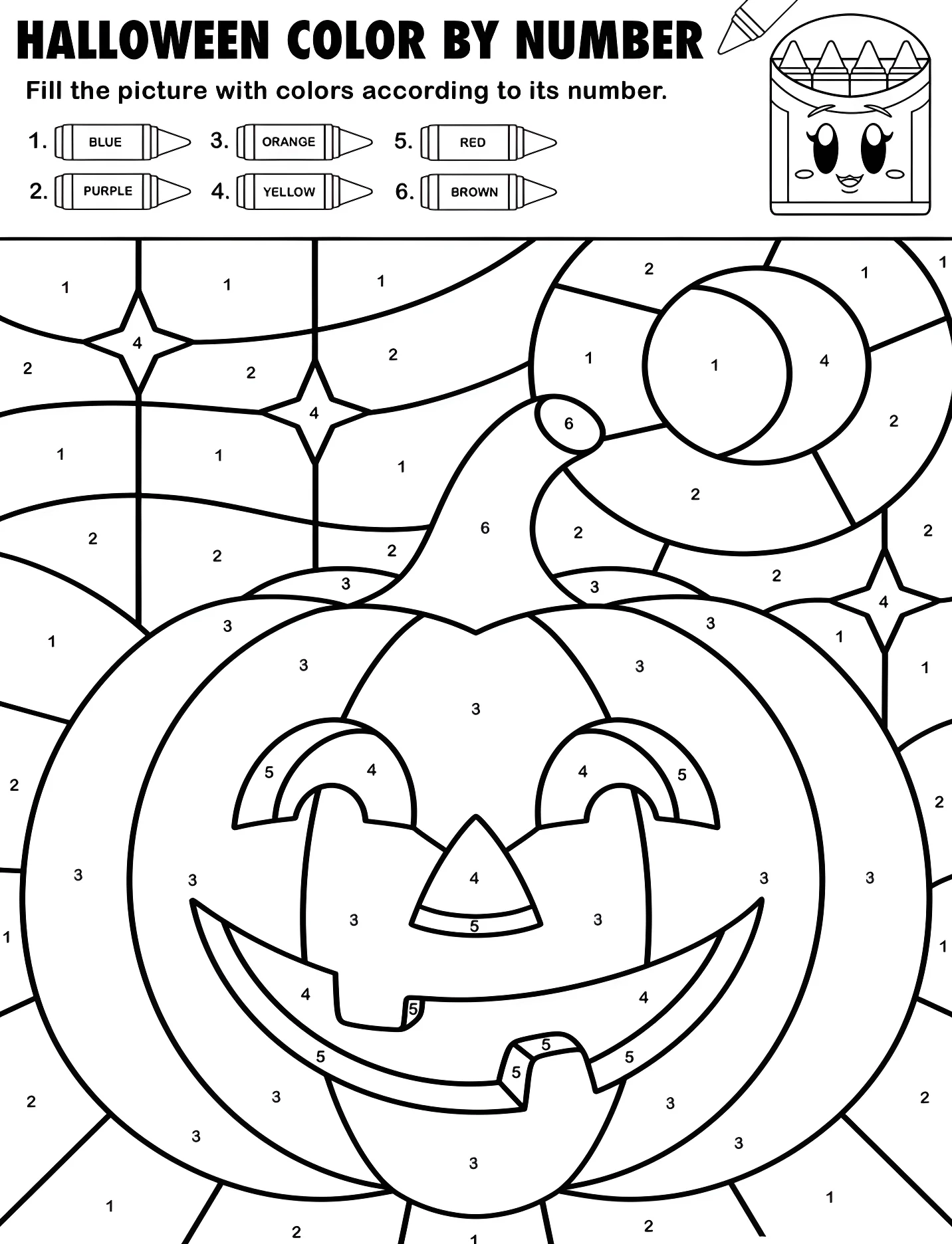 Забавная тыква на Хэллоуин для детей №16943. Хэллоуин (Halloween). Хэллоуин: раскраски по номерам.
