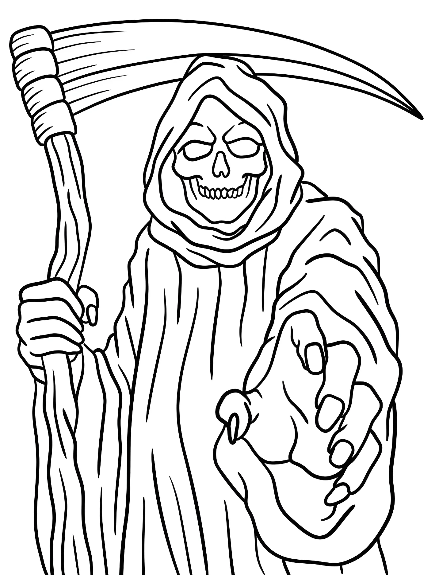 Жуткий Смерть с косой для детей №16898. Хэллоуин (Halloween). Мрачный жнец.